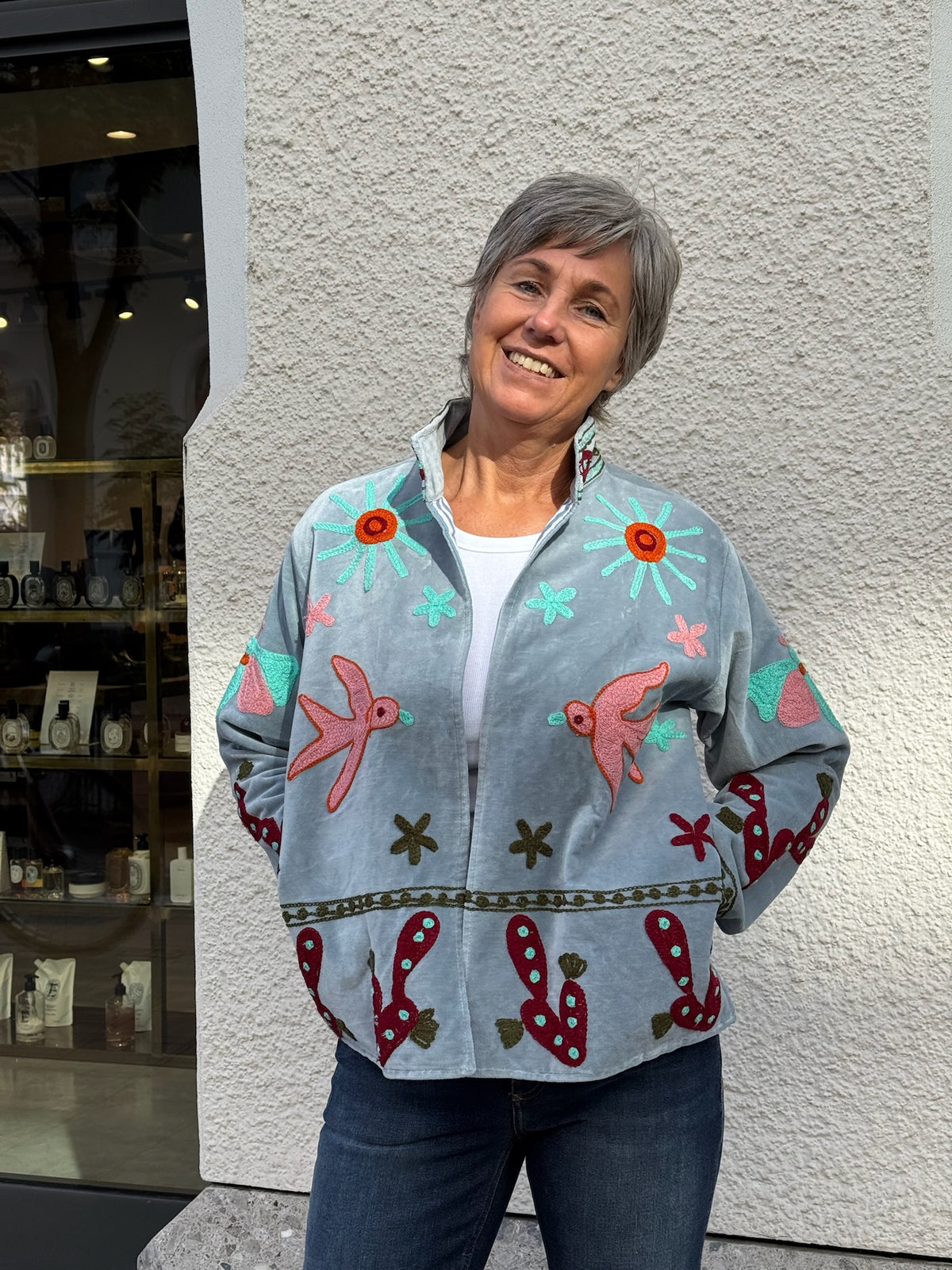 9498 Embroidery Jacke | Denim