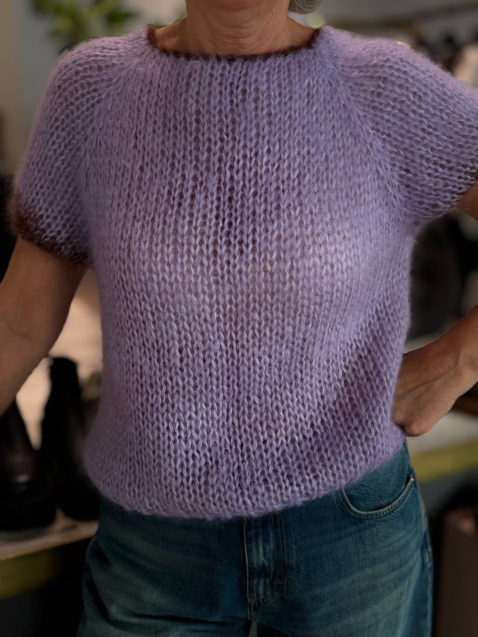 Poppy Kurzarm Pullover | Violet Mahagony