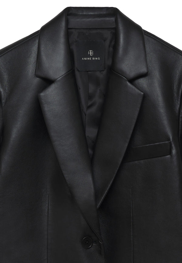 Classic Blazer | Black Recycled Leather
