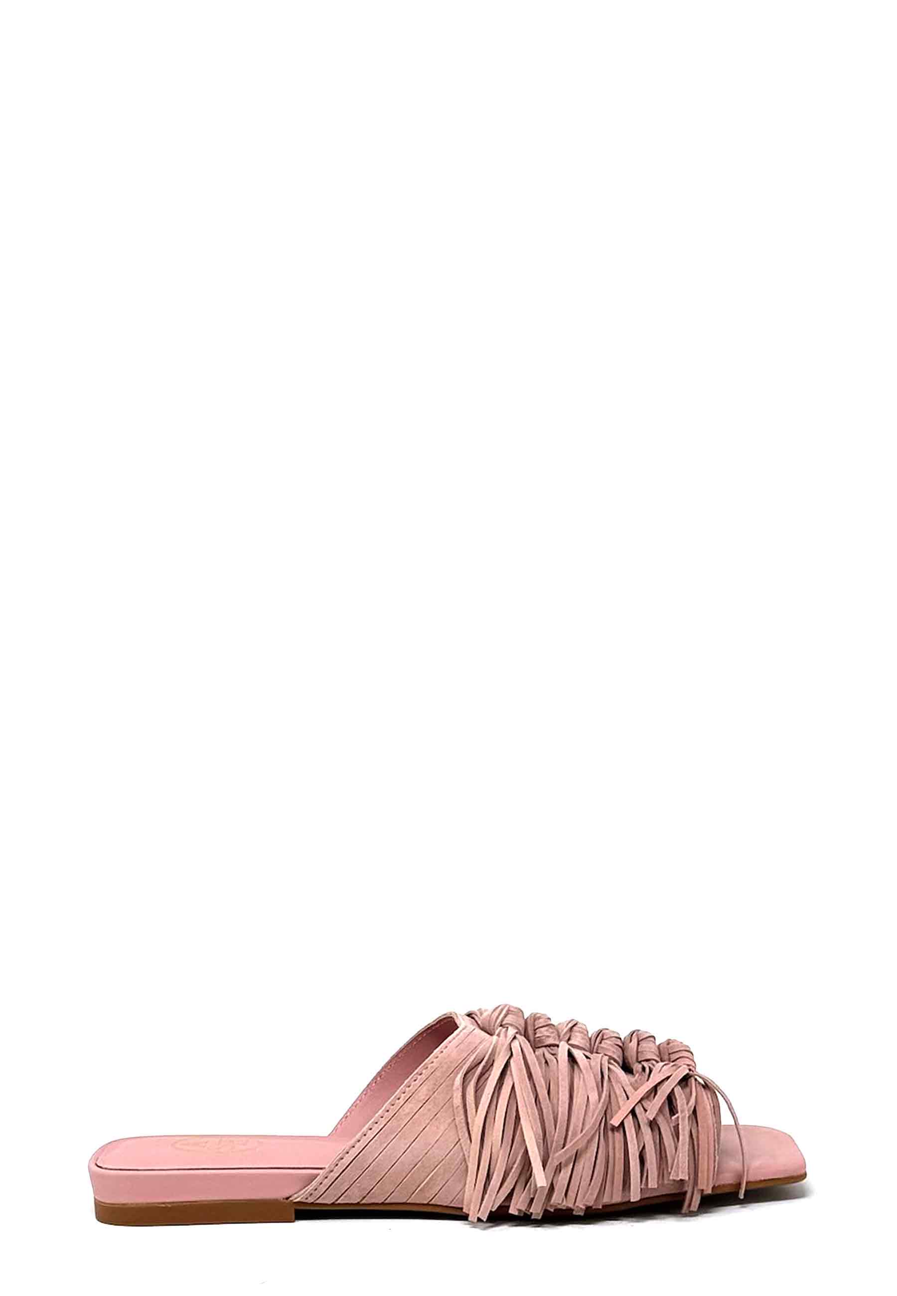 Brigitte fringed mules | rose