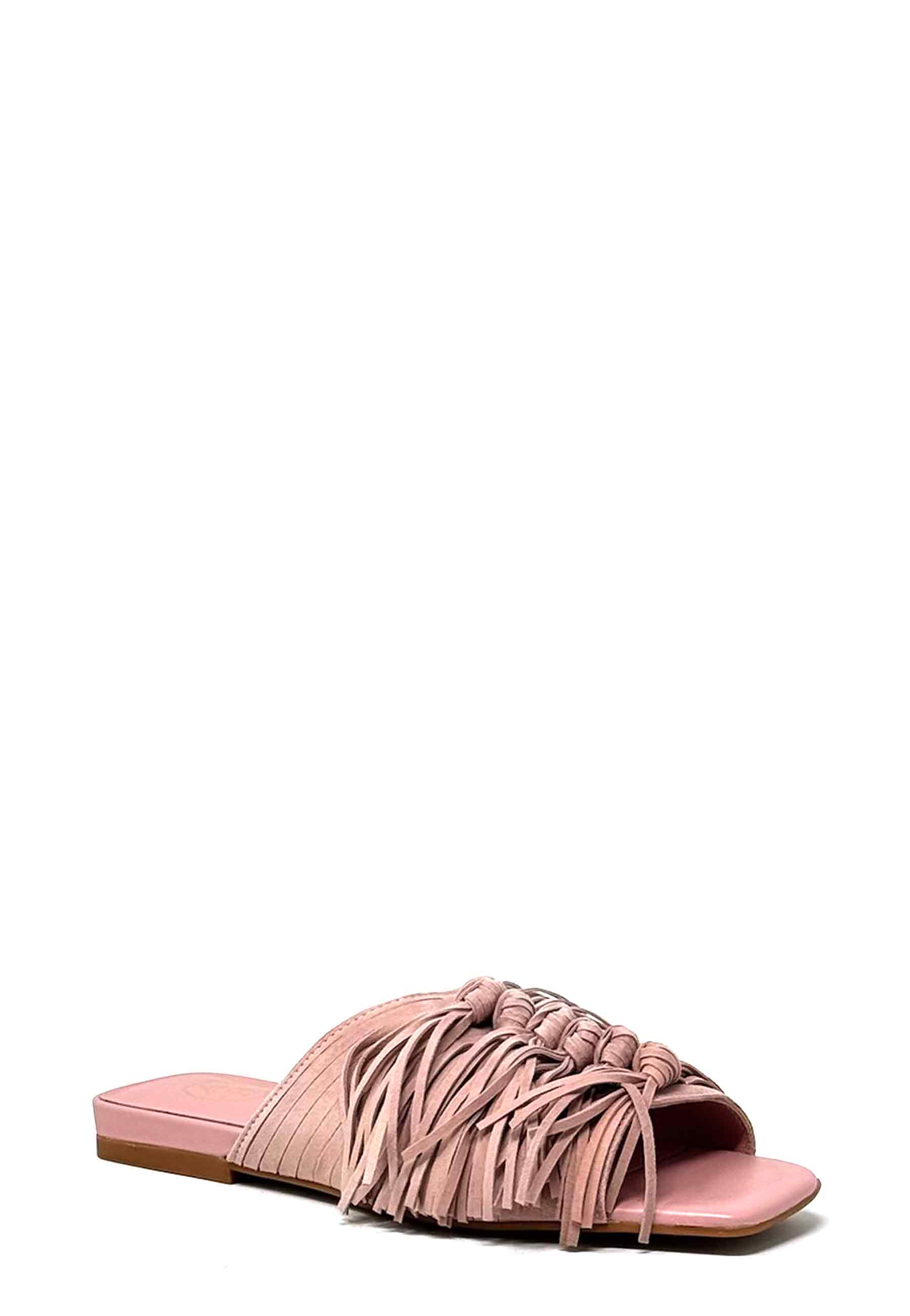 Brigitte fringed mules | rose