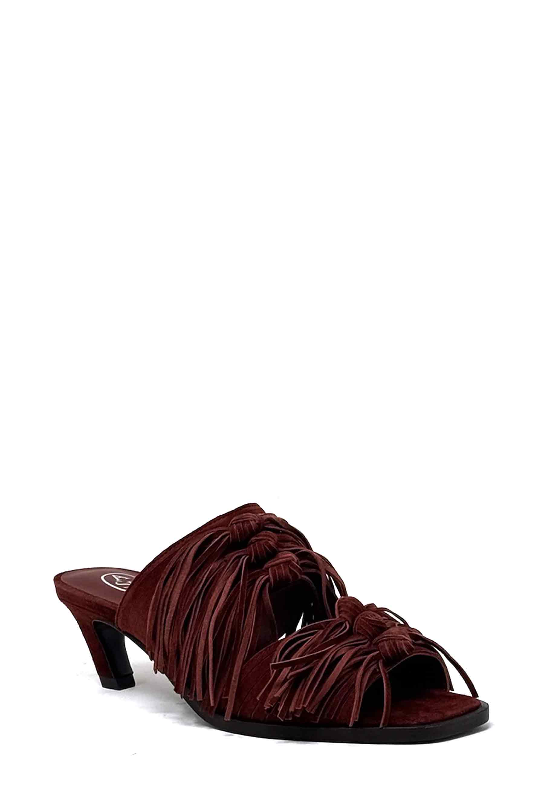 Quincy fringe heel mule | Marsala