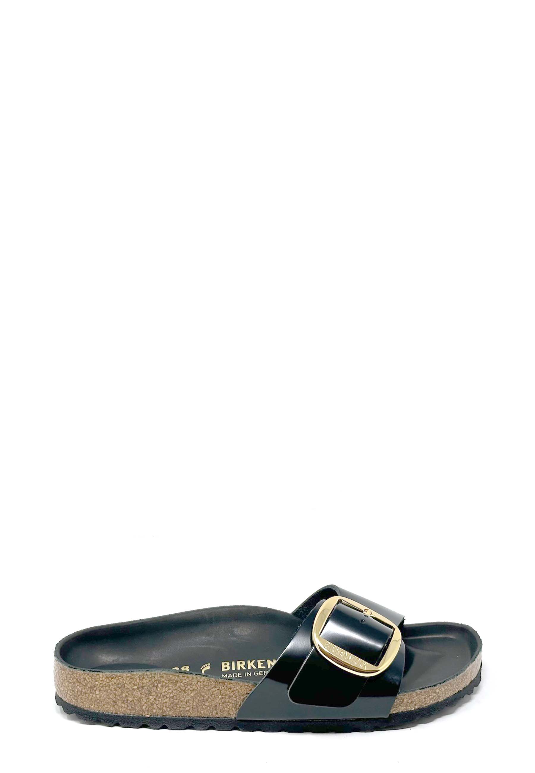 Madrid Big Buckle Pantolette Black Patent