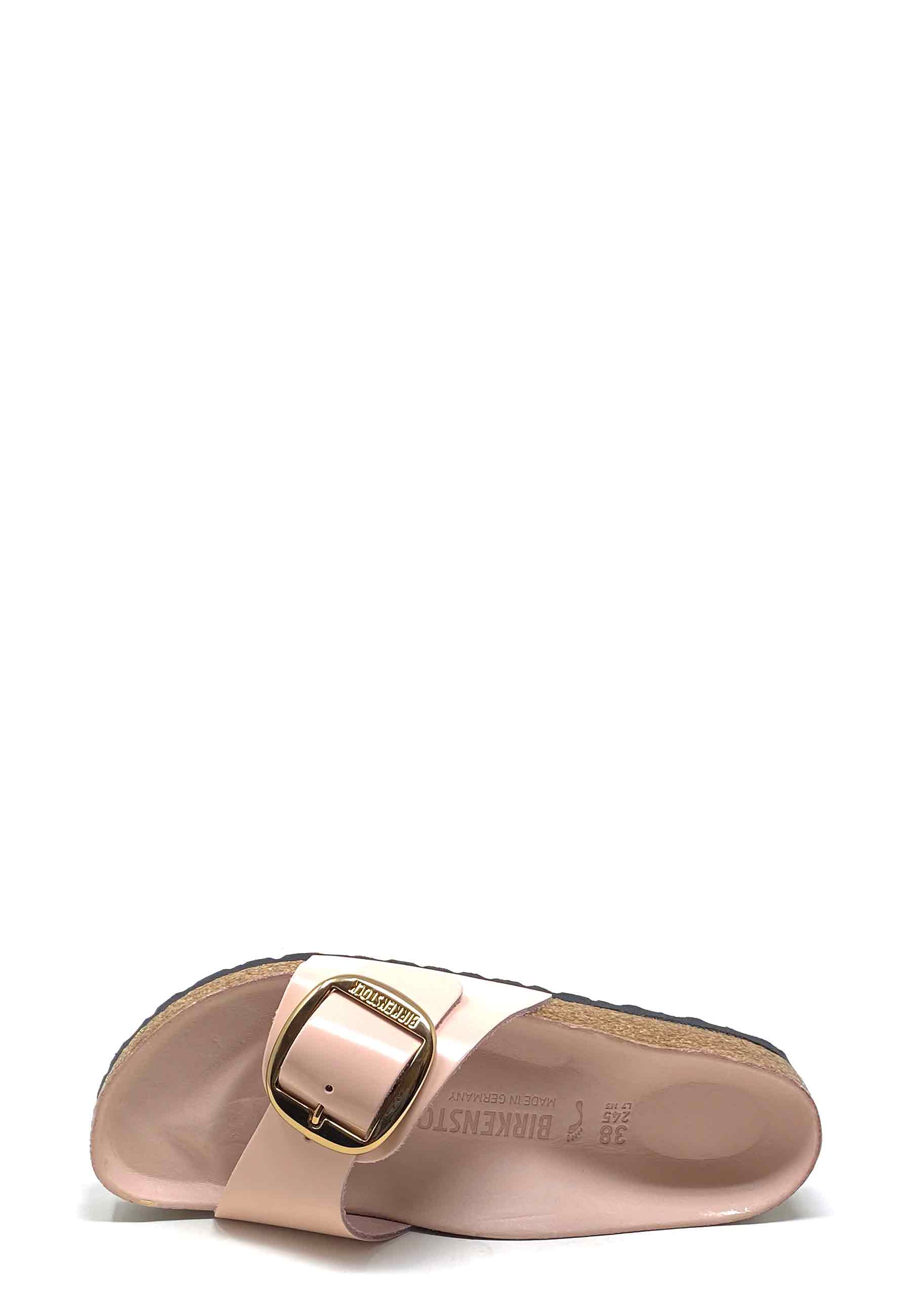 Madrid Big Buckle Mules | Lysrosa Højglans