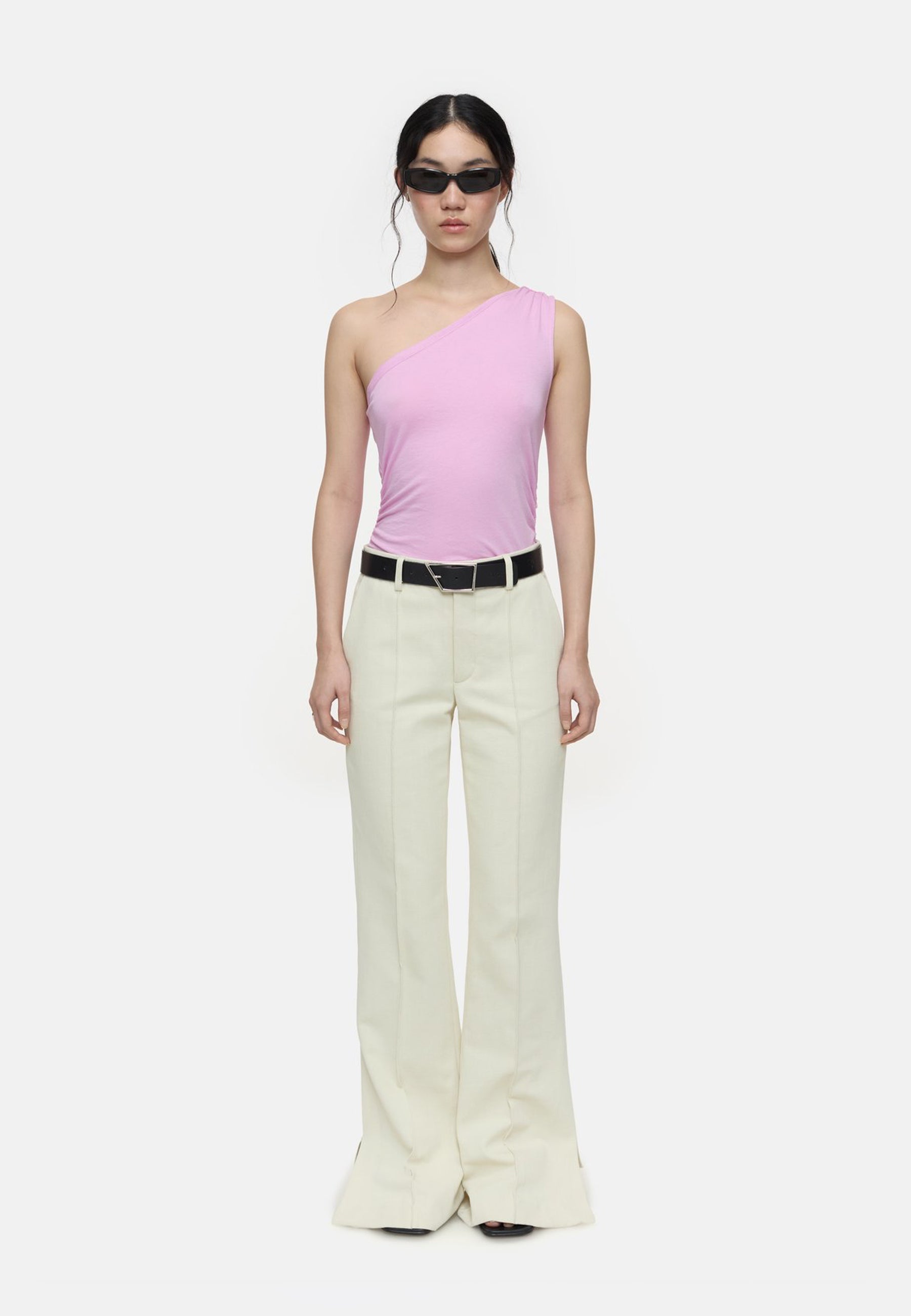 C95572 One Shoulder Tank Top | Pink Poeny