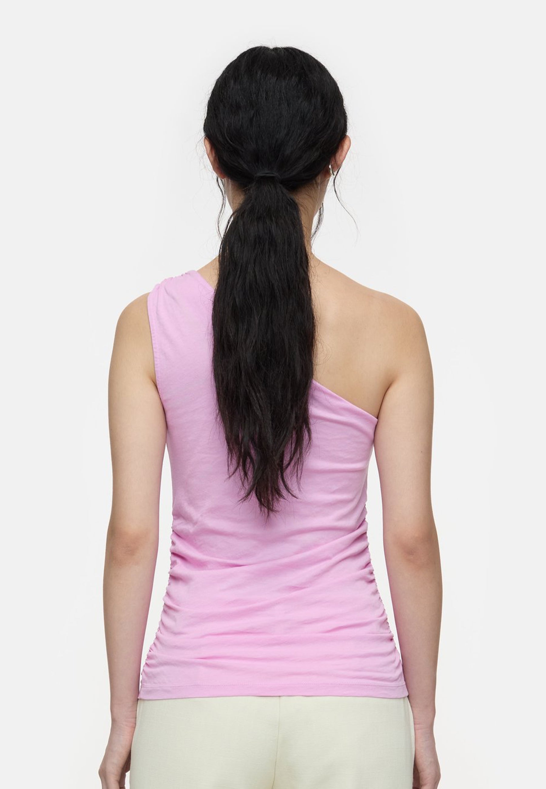 C95572 One Shoulder Tank Top | Pink Poeny