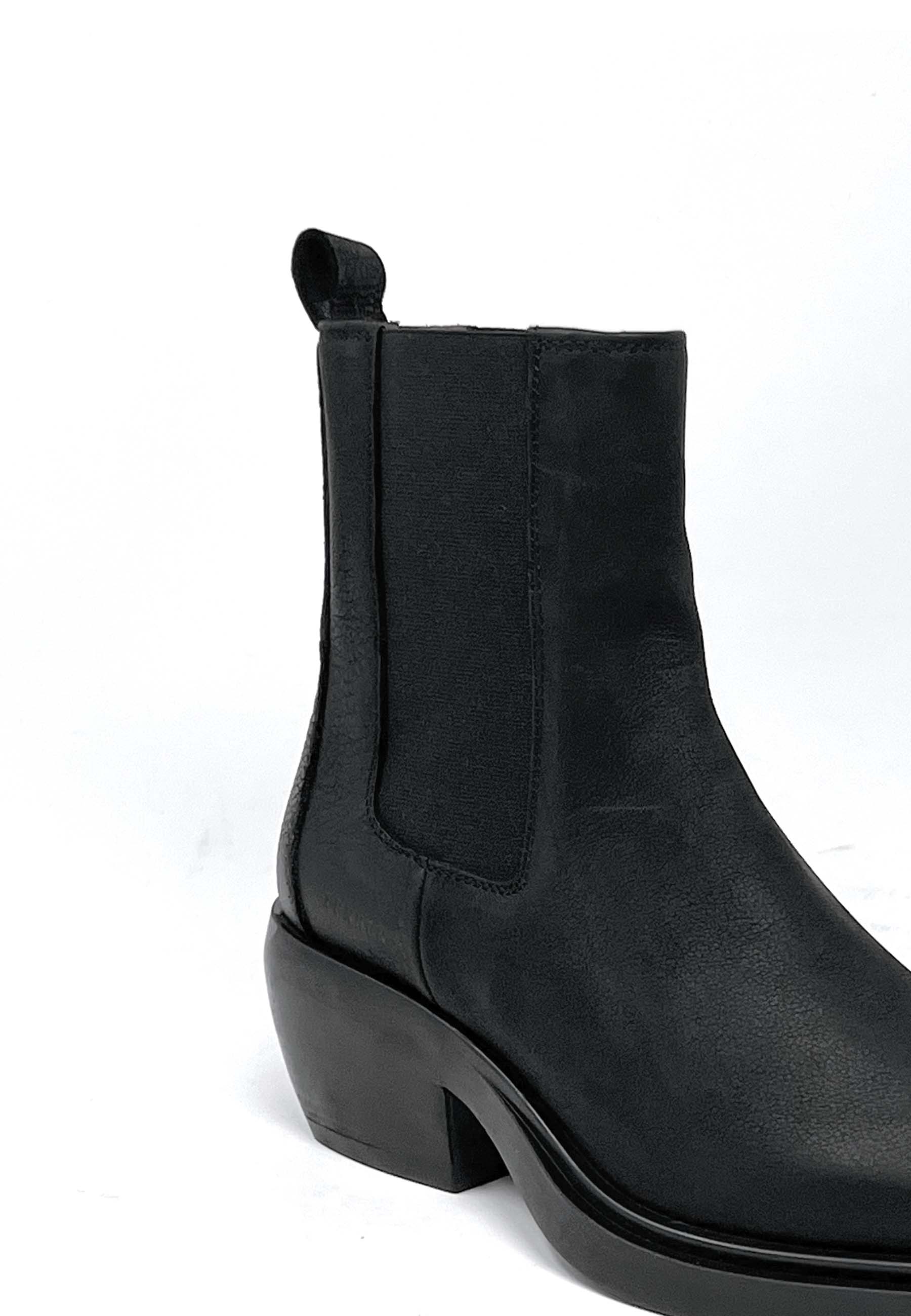 CPH236 Cowboystøvle | Sort vokset nubuck