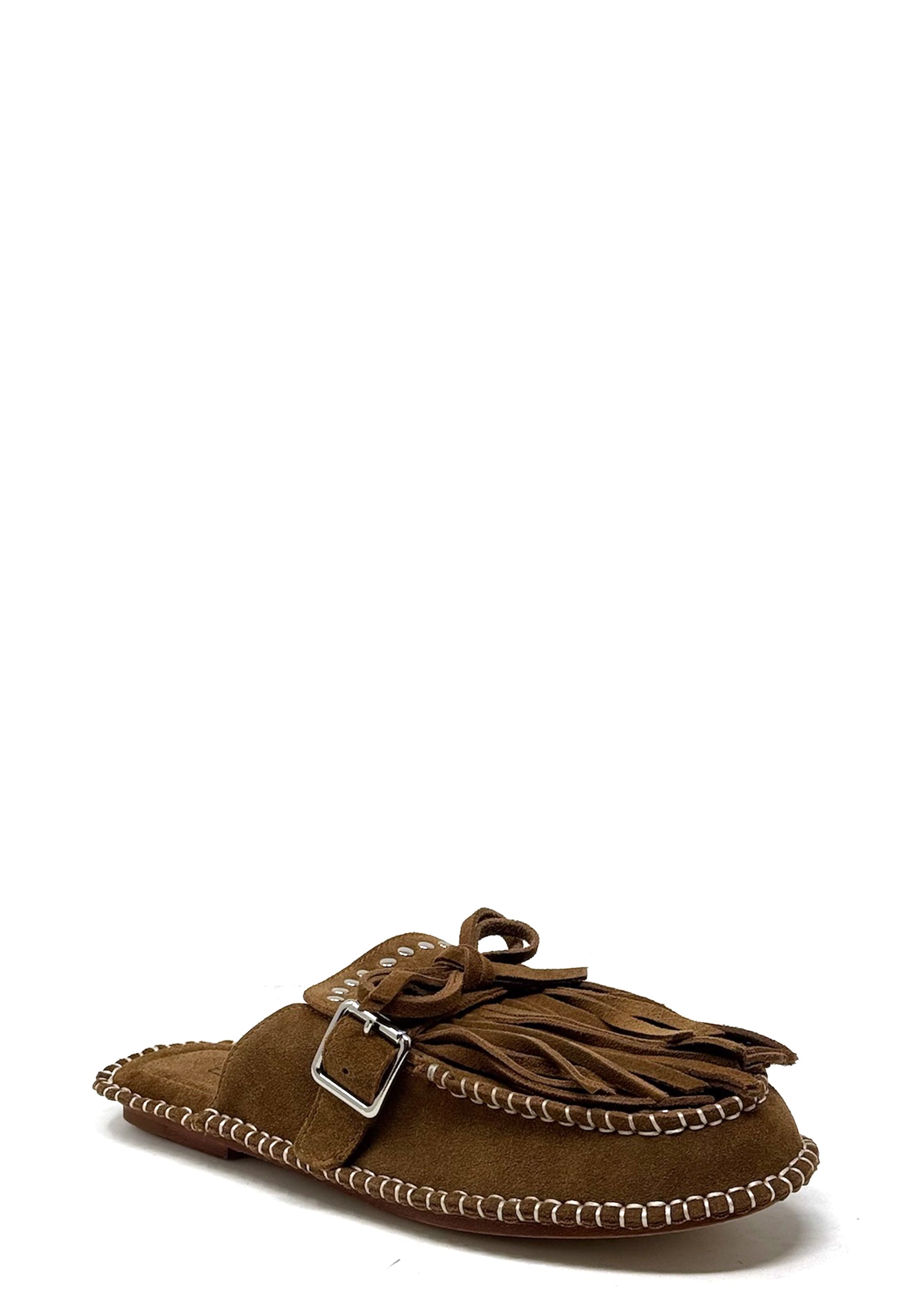 C28 Fransen Clog | Tan Suede