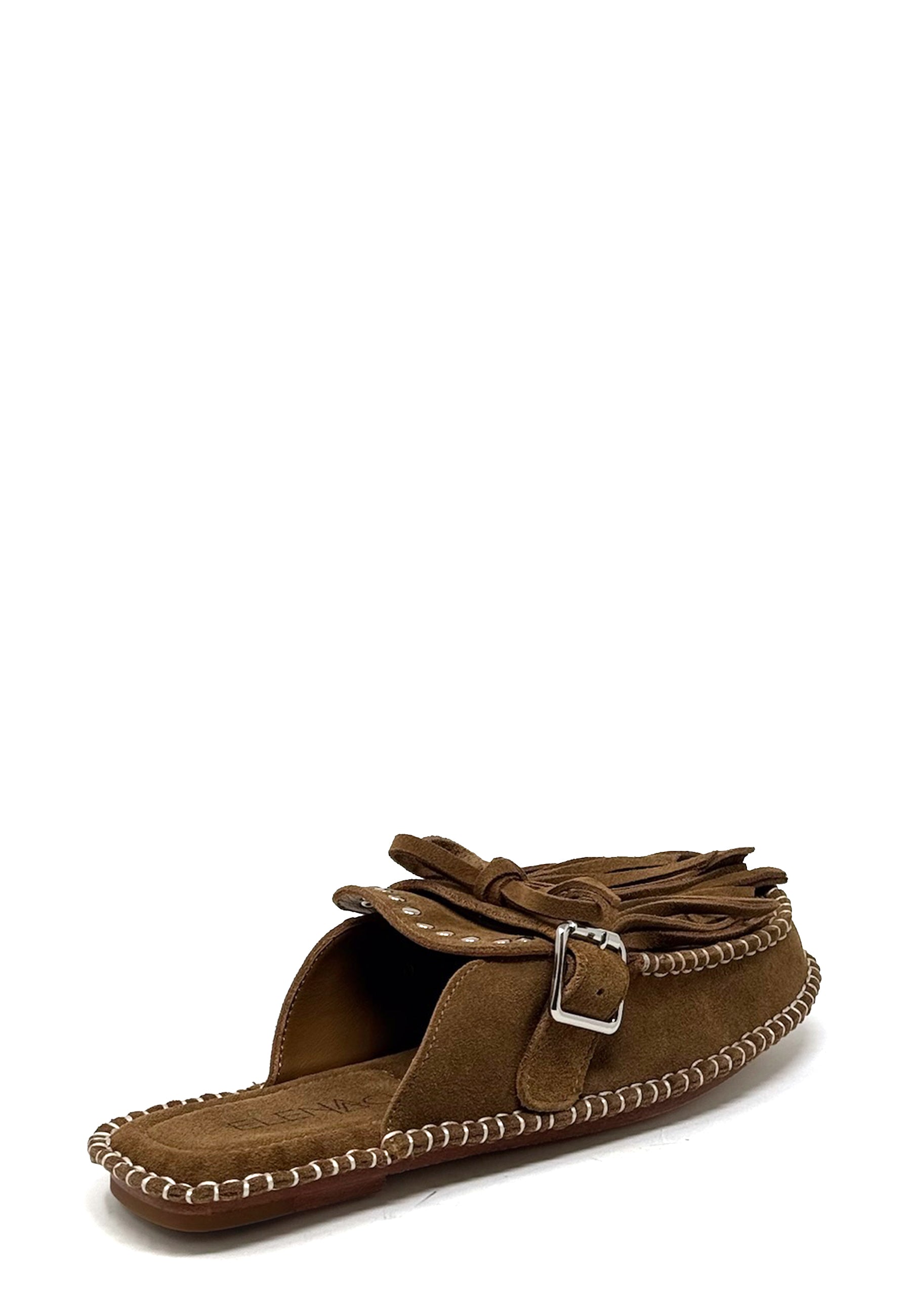 C28 Fransen Clog | Tan Suede