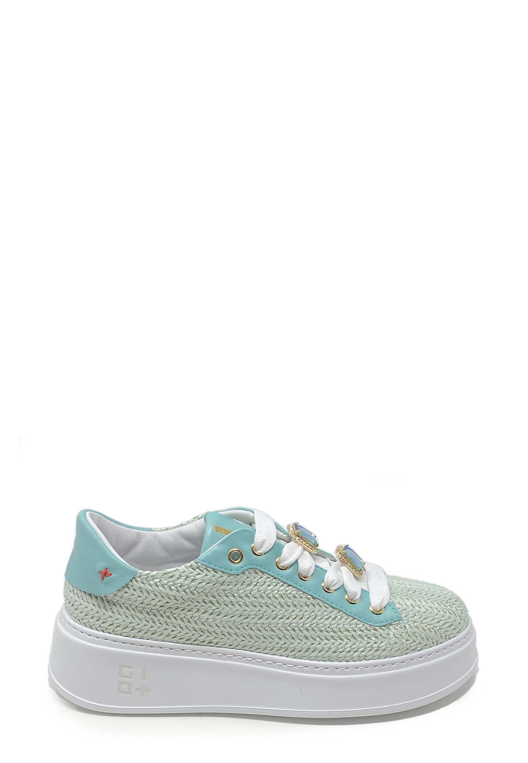Pia Sneaker | Raffia Acqua