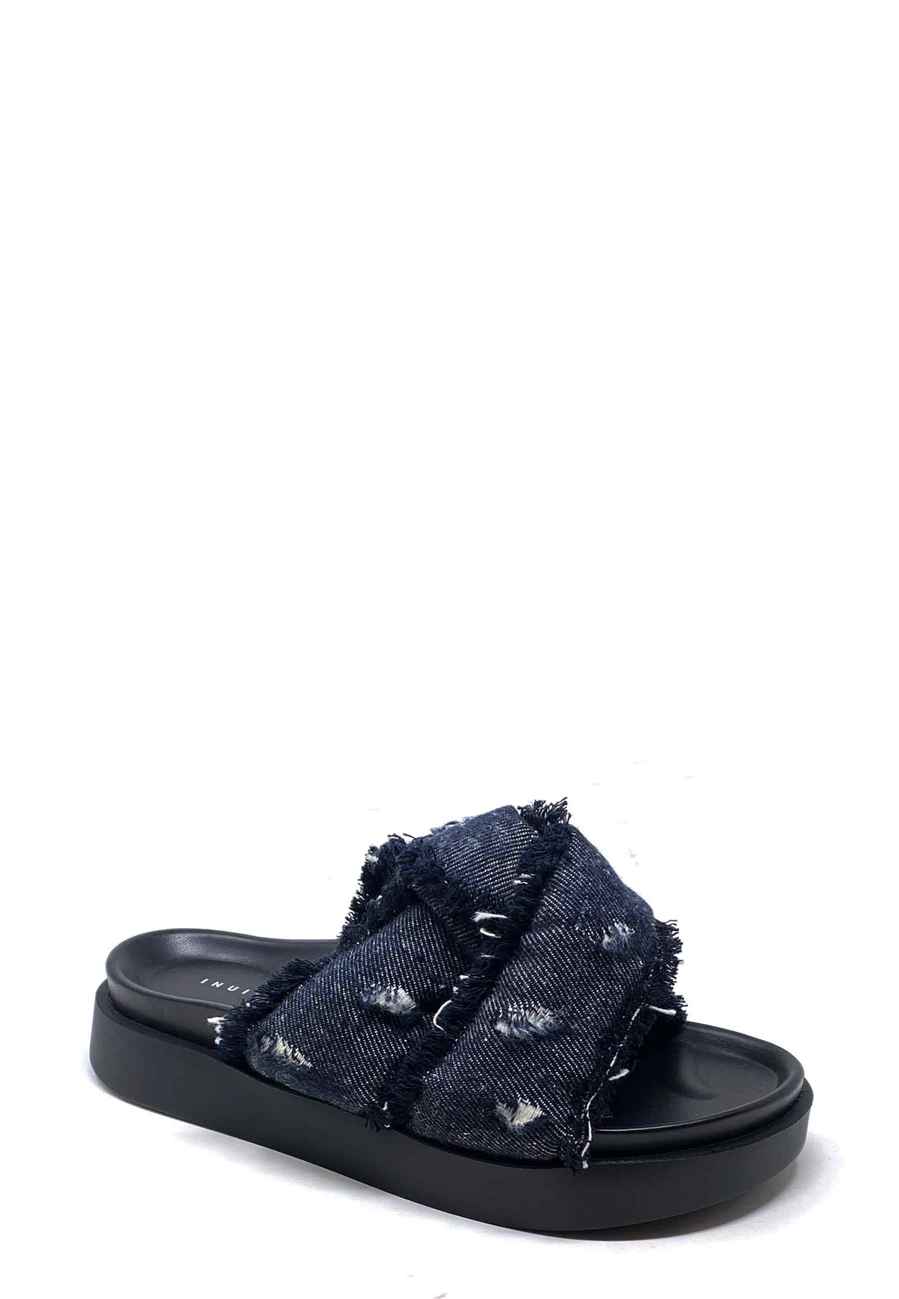 Soft Crossed Jeans Pantolette | Black
