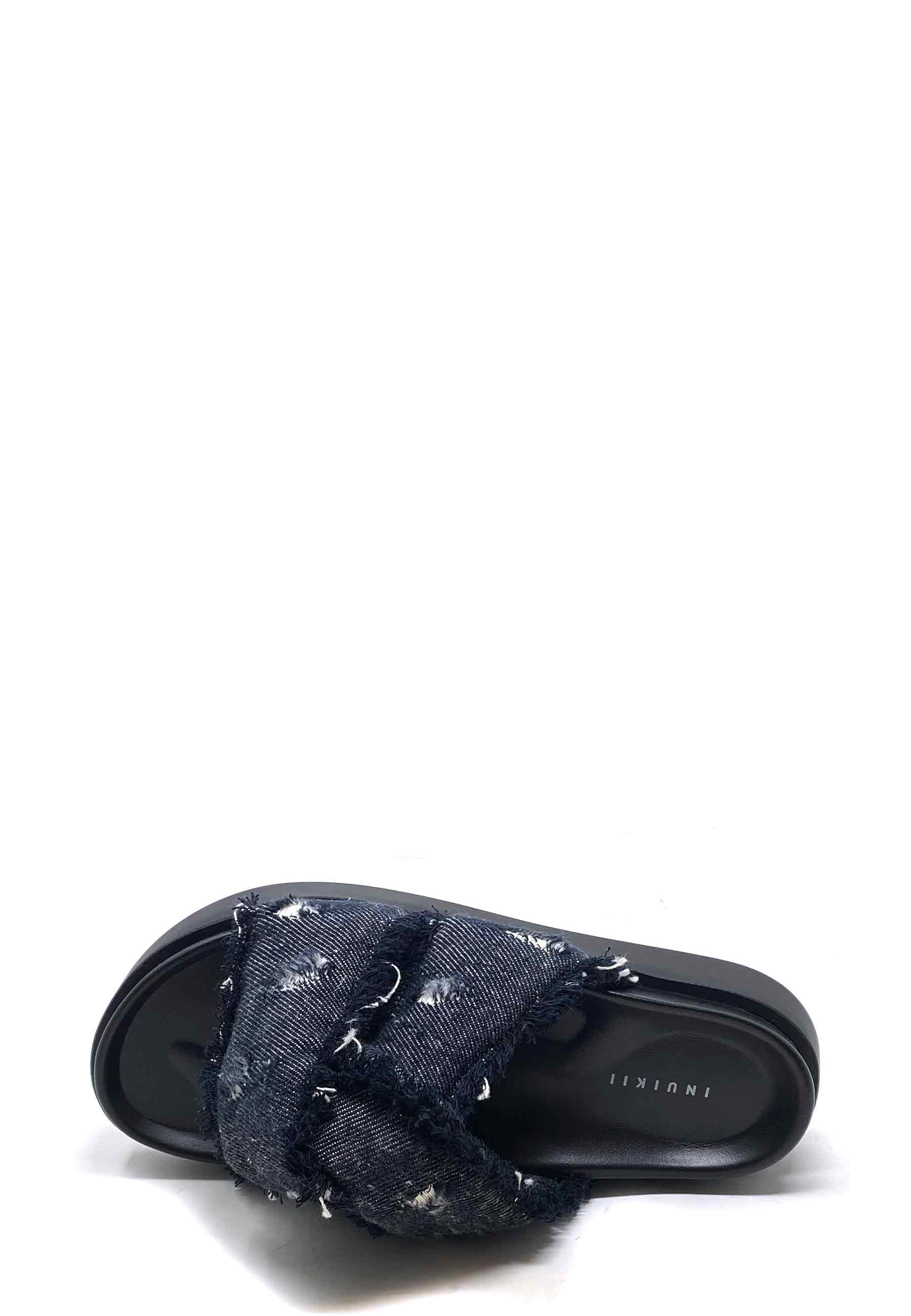 Soft Crossed Jeans Pantolette | Black