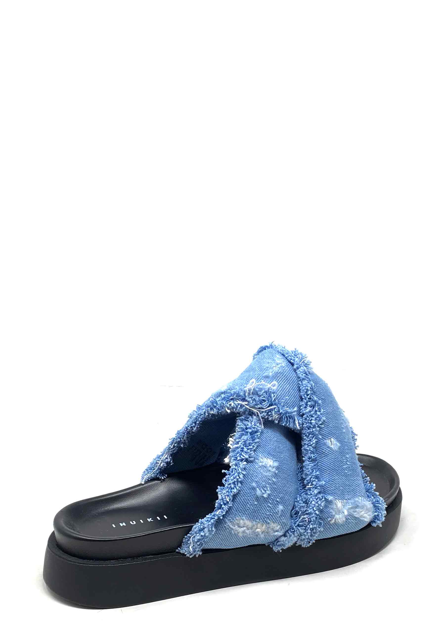 Soft Crossed Jeans Pantolette | Light Blue