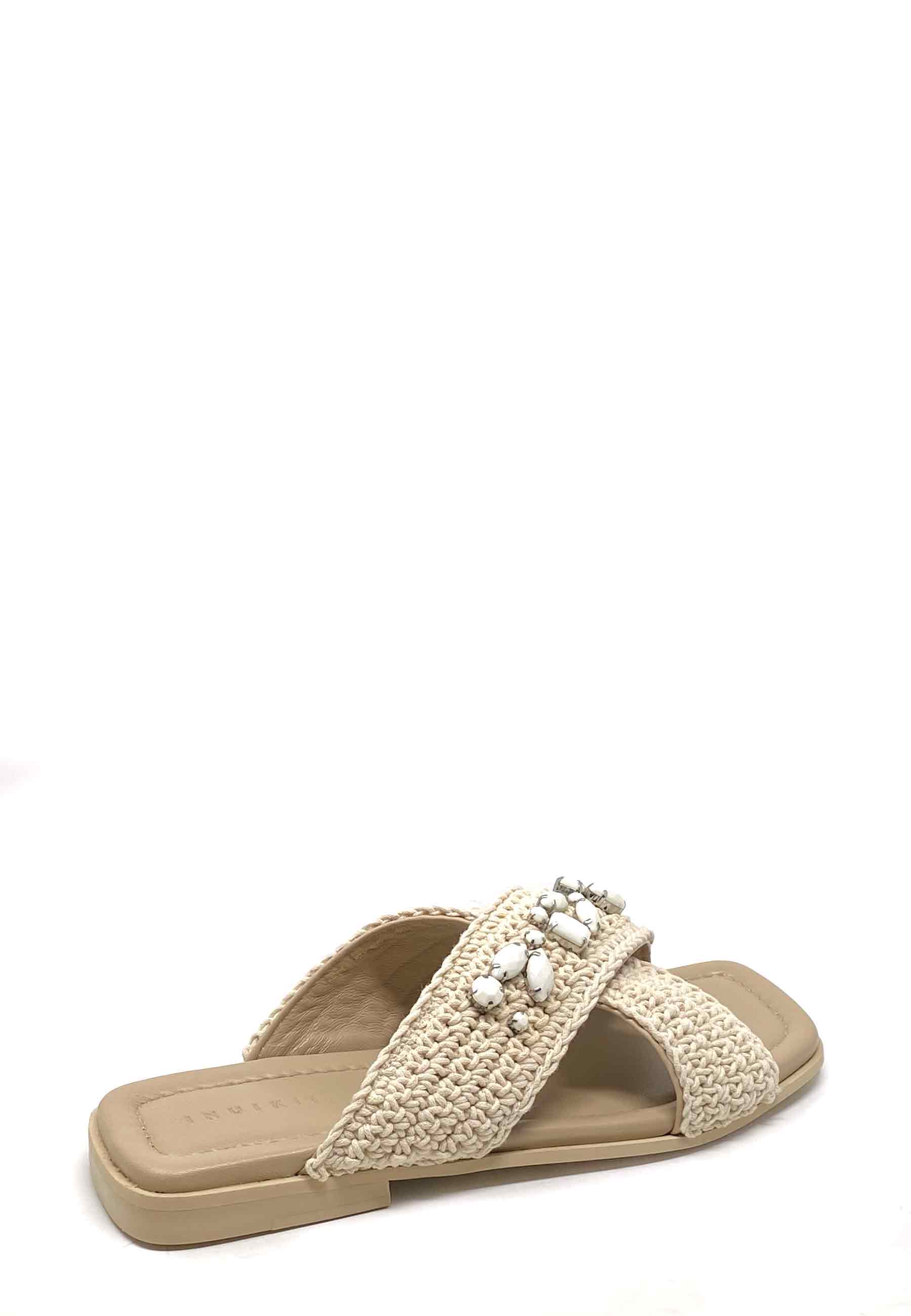 Woven Crossed Stones Pantolette |Â White