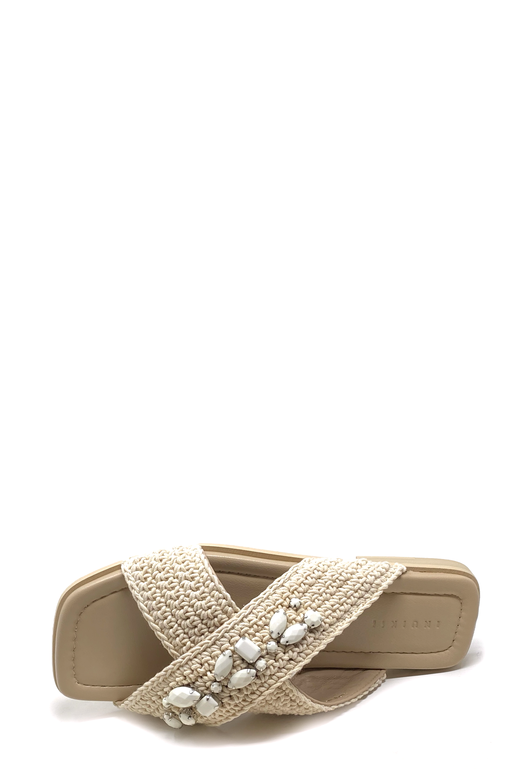 Woven Crossed Stones Pantolette |Â White