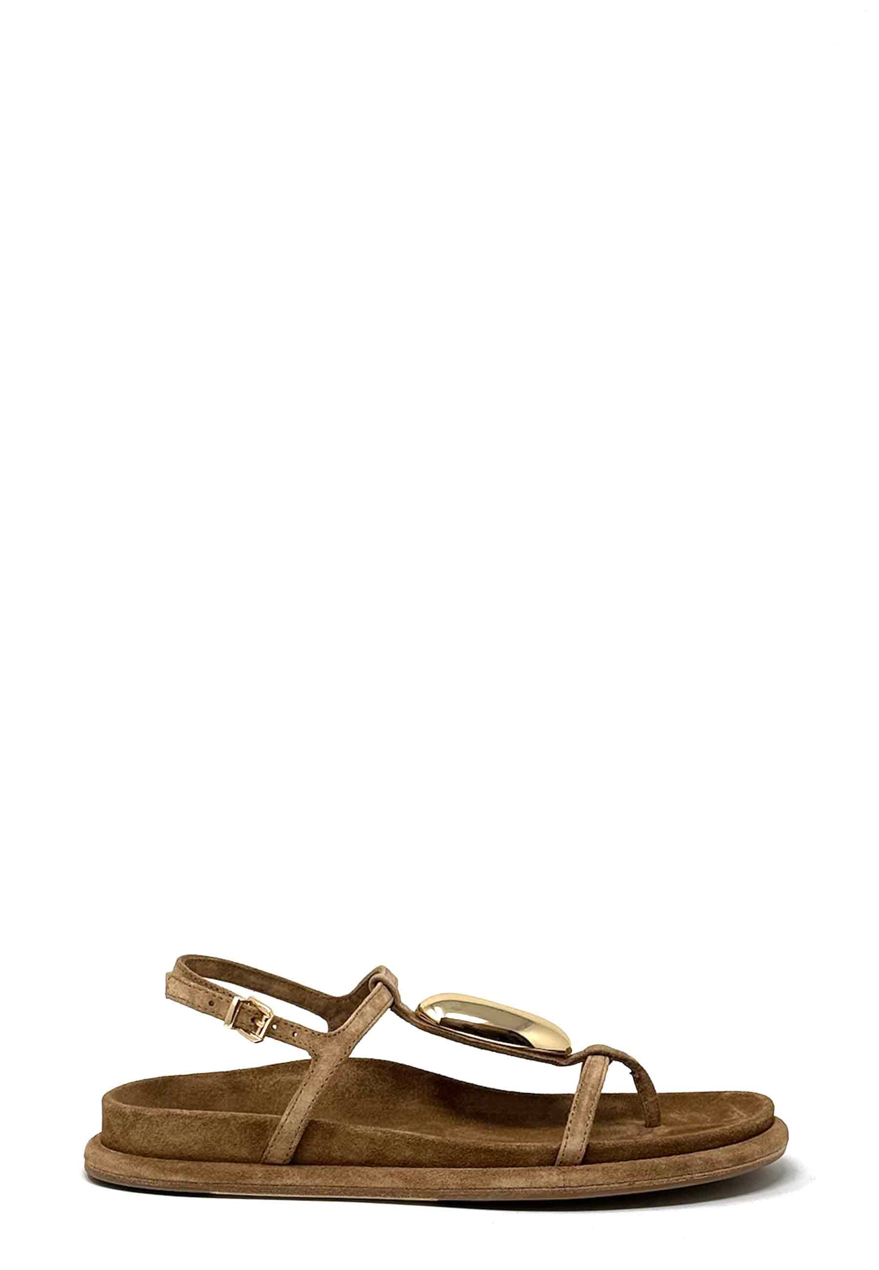 Aily Sandale | Golden Brown Gold Suede