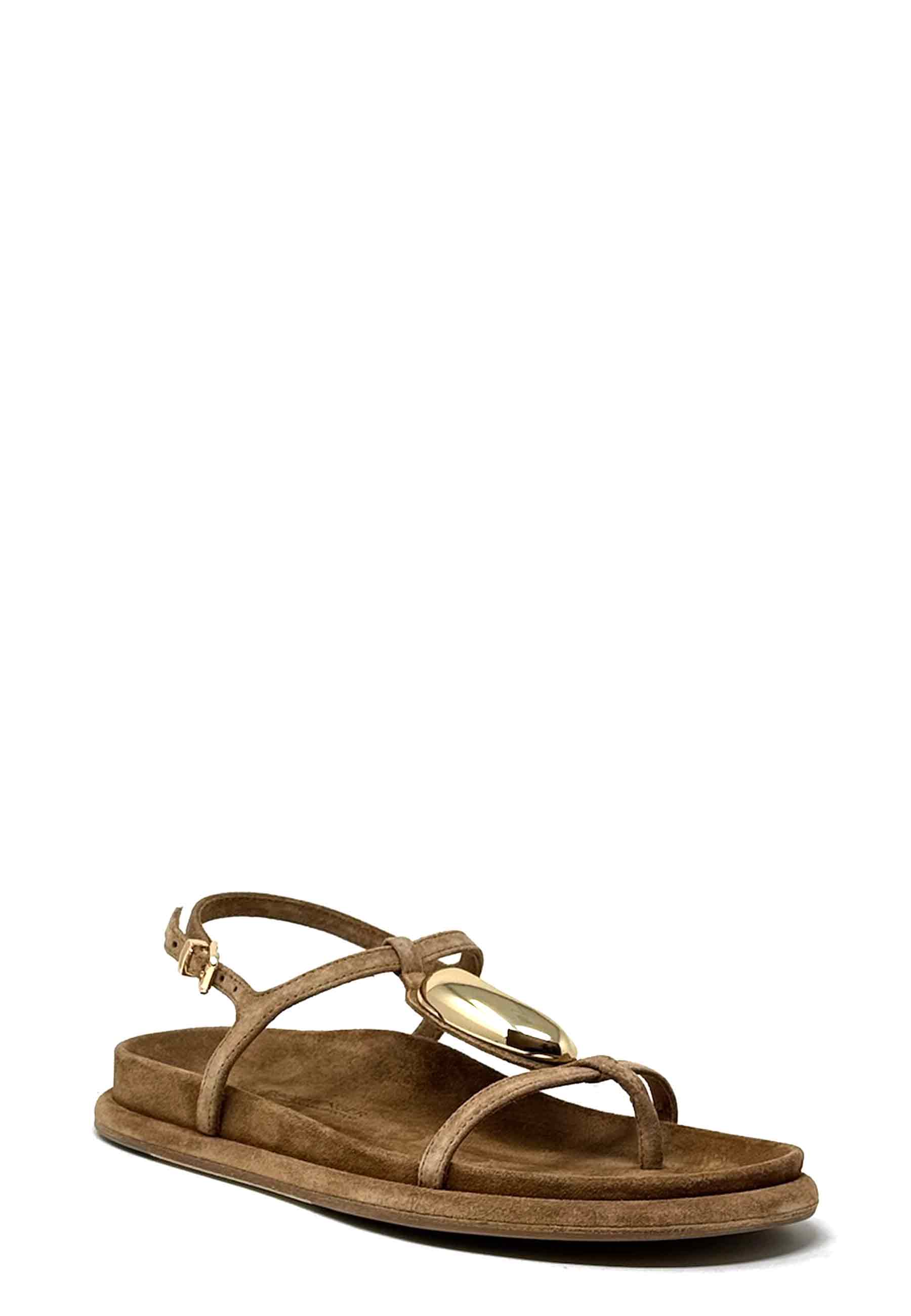 Aily Sandale | Golden Brown Gold Suede
