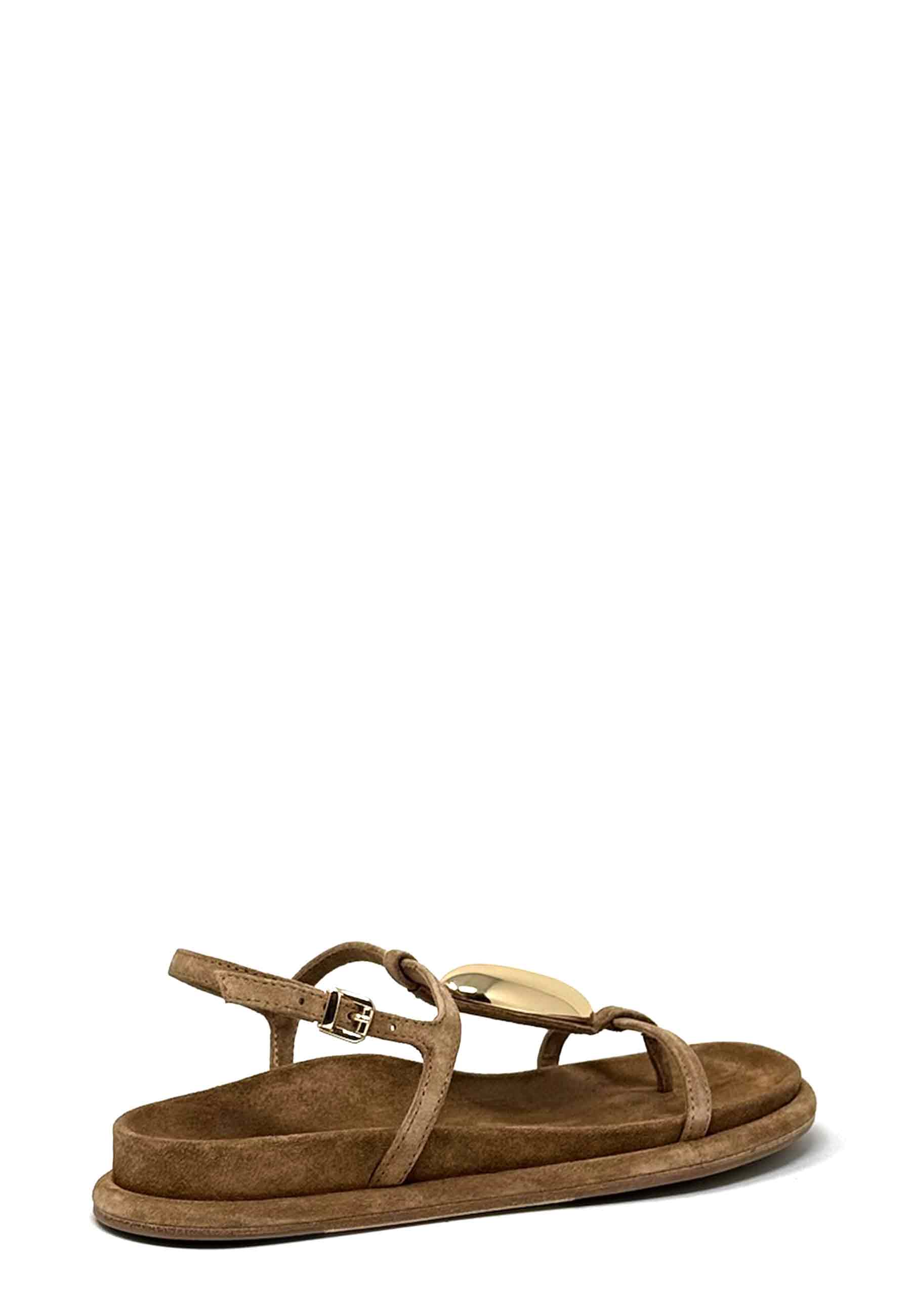 Aily Sandale | Golden Brown Gold Suede