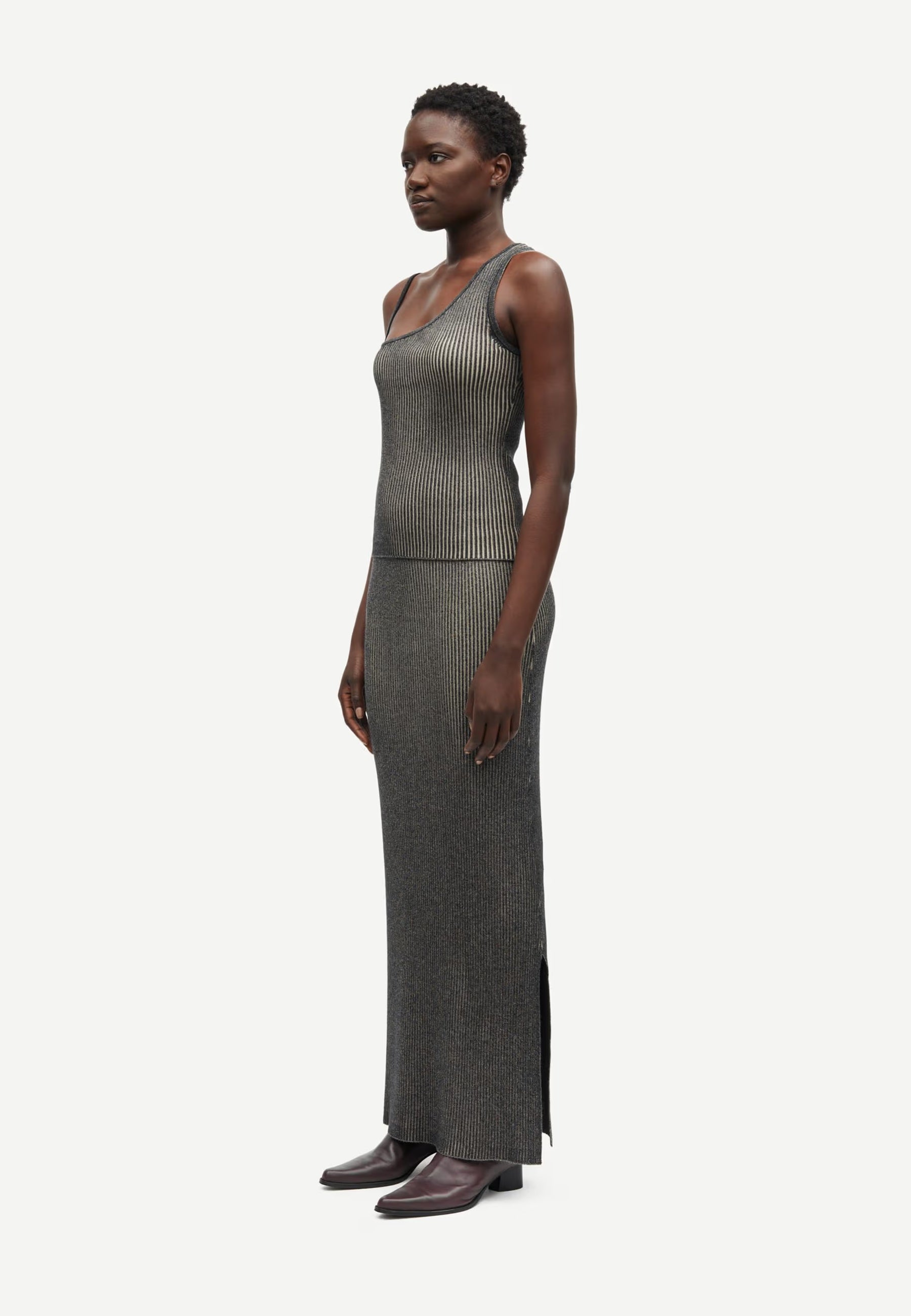 Sacheryl Strick Top | Black Melange