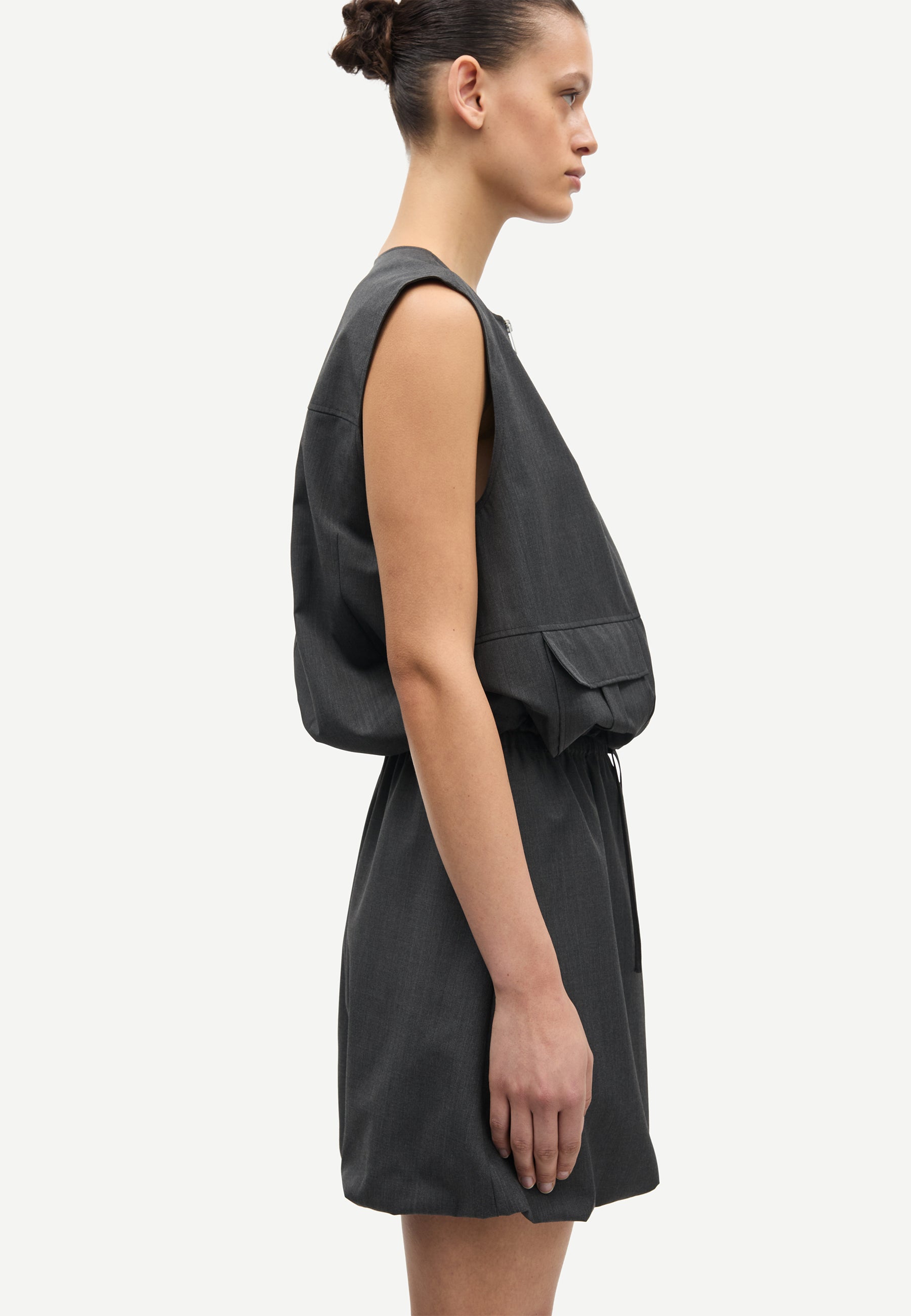 Sakelly Oversized Uldvest | Mørkegrå Melange