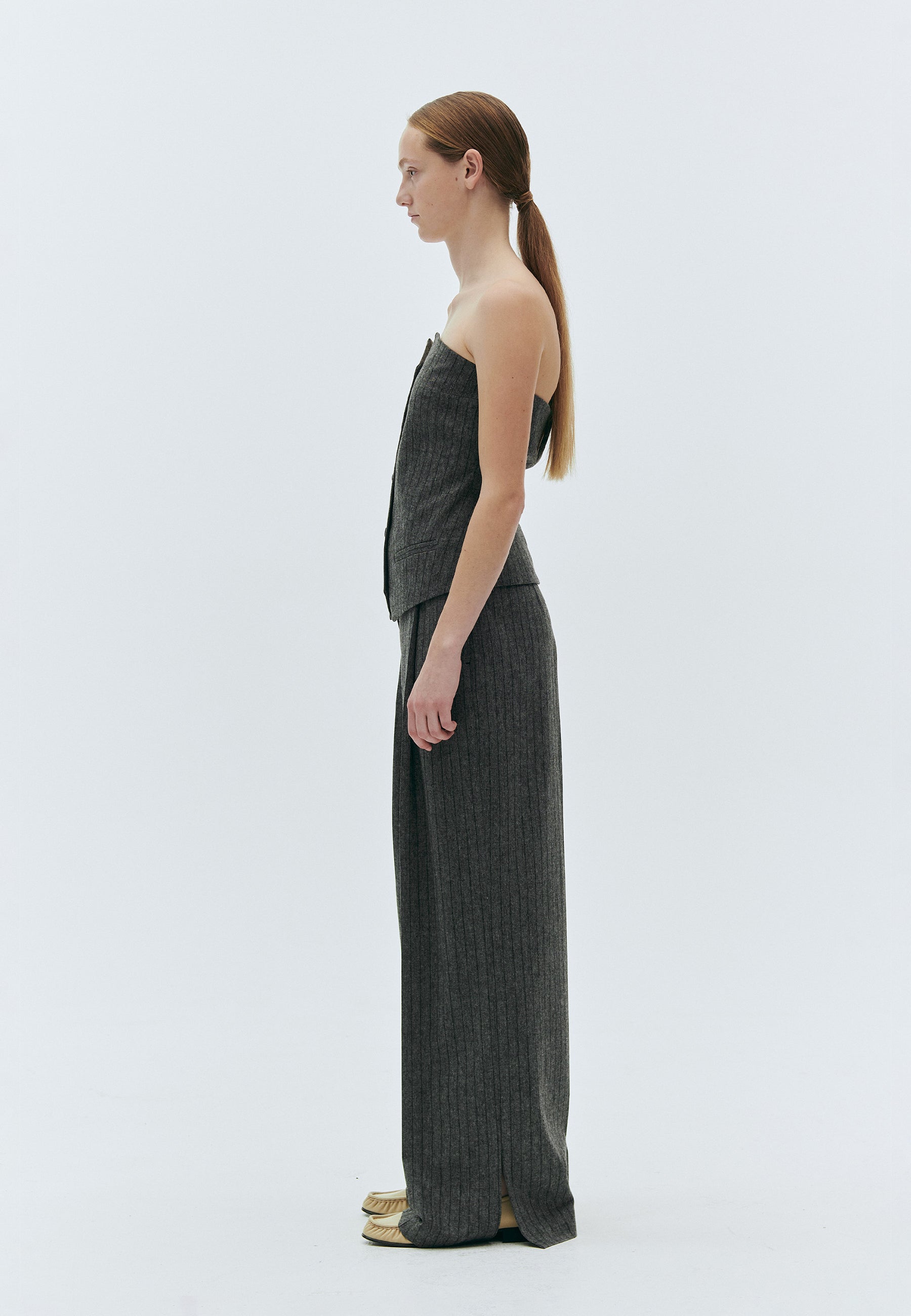 Tilda Tube Top | Grey Black Stripes
