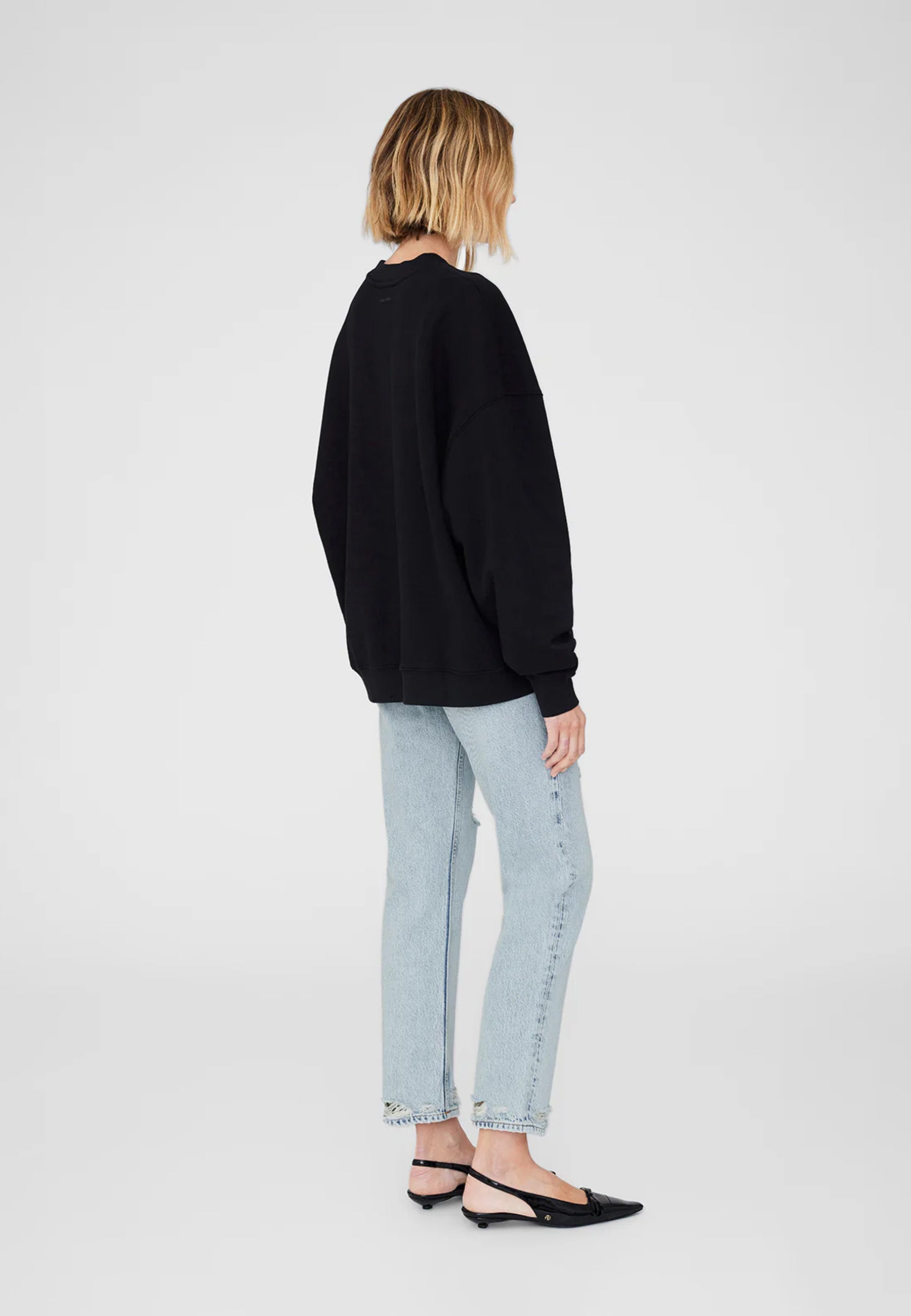 Miles Oversized Sweatshirt | Letterman Black