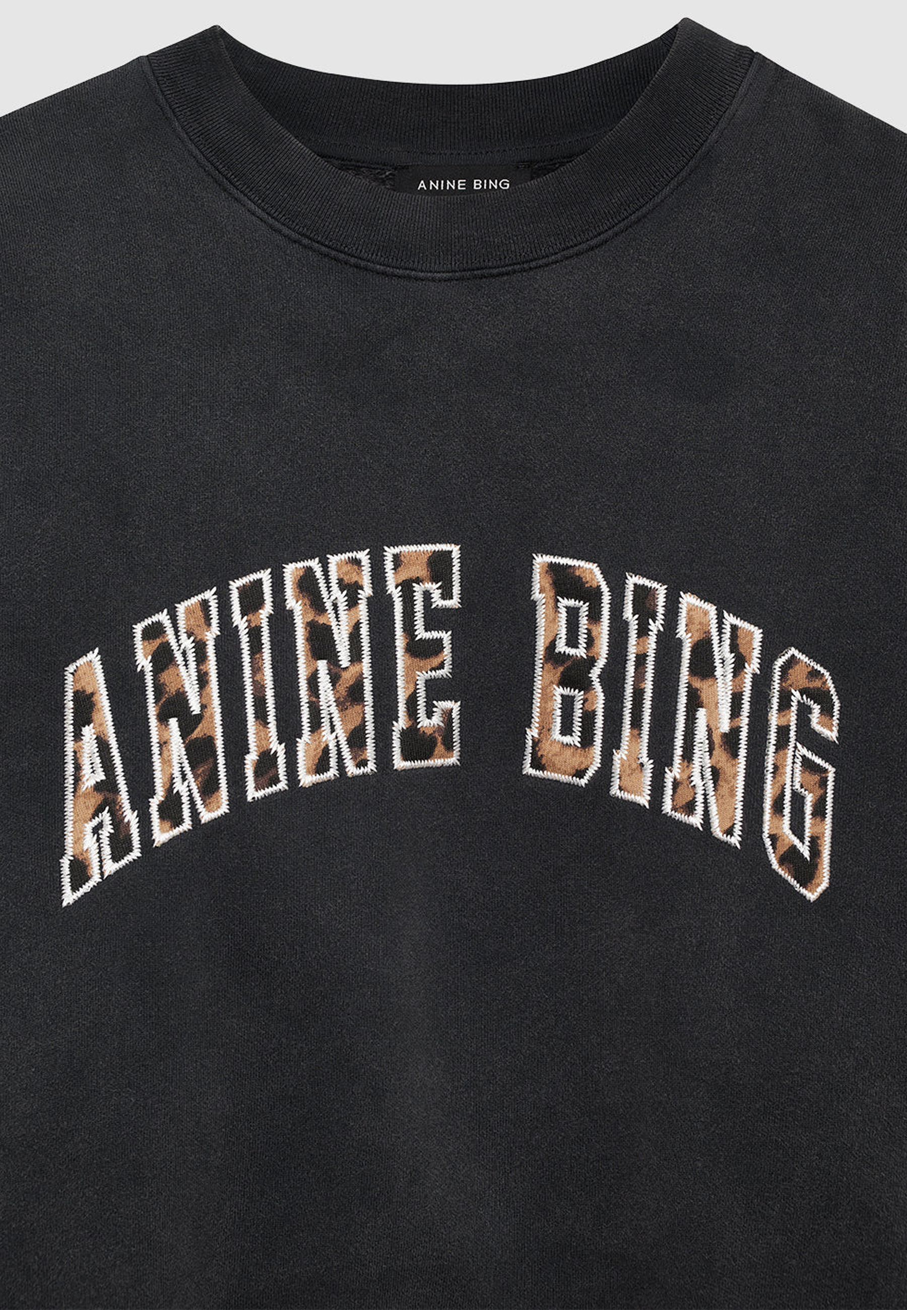Miles Sweatshirt | Anine Bing Leopard Black Washed