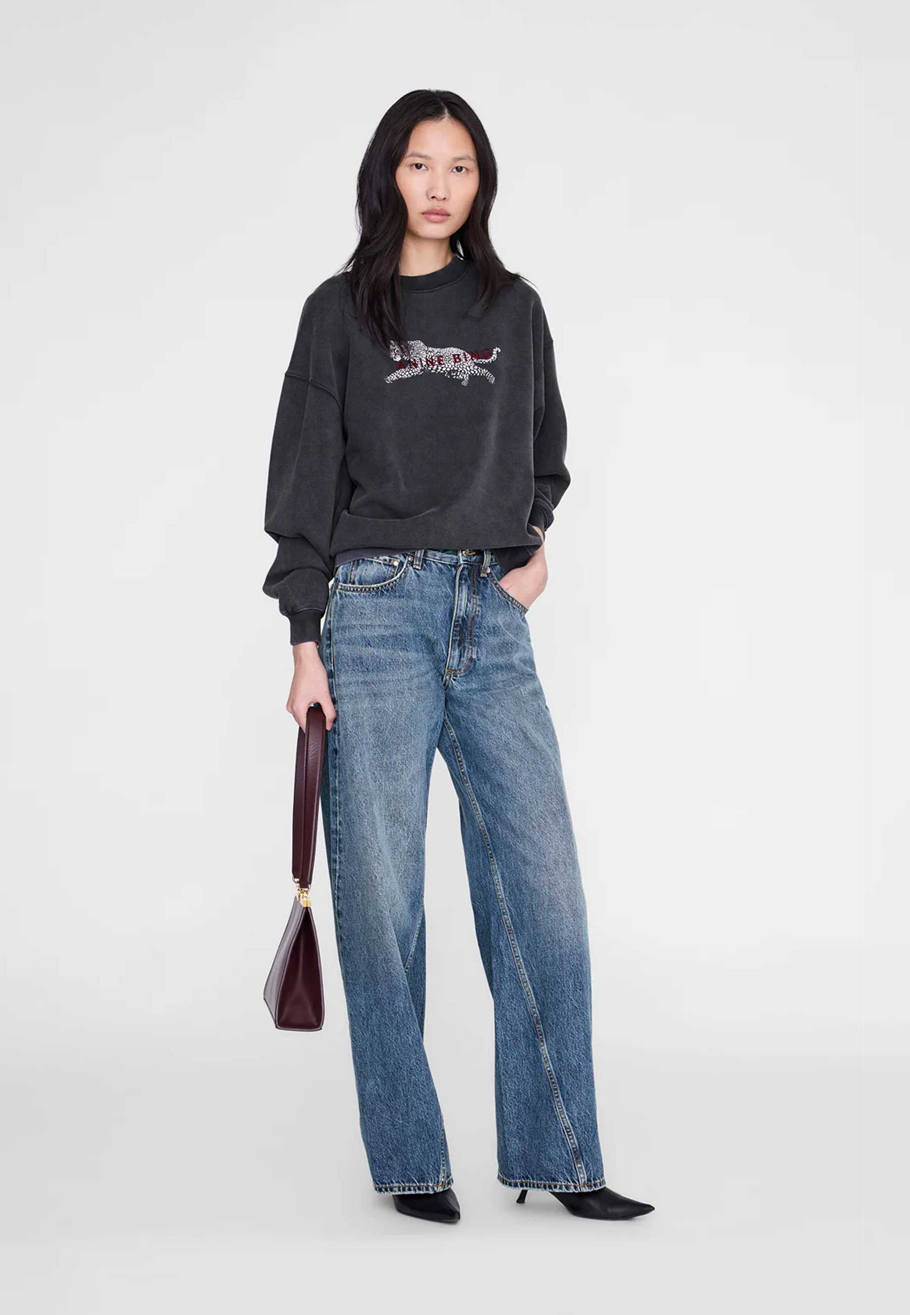 Spencer Sweatshirt | Leopard Washed Black