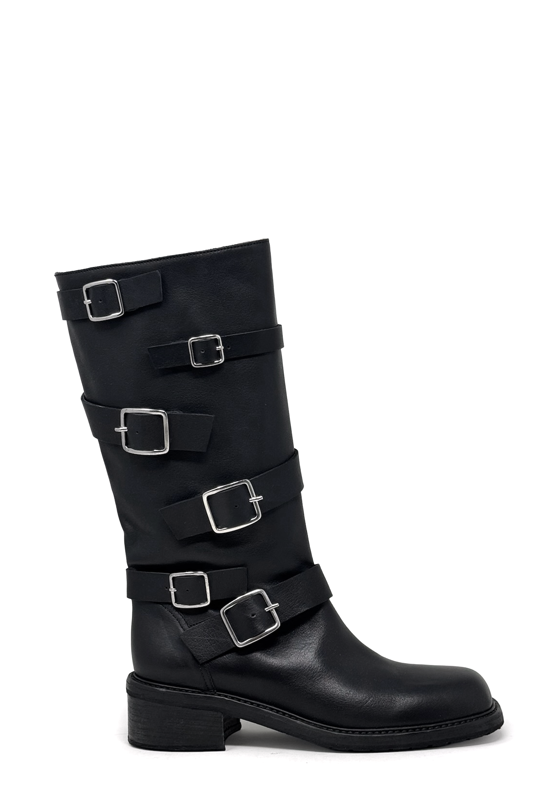 Homer Schnallen Langschaft Boot | Nero