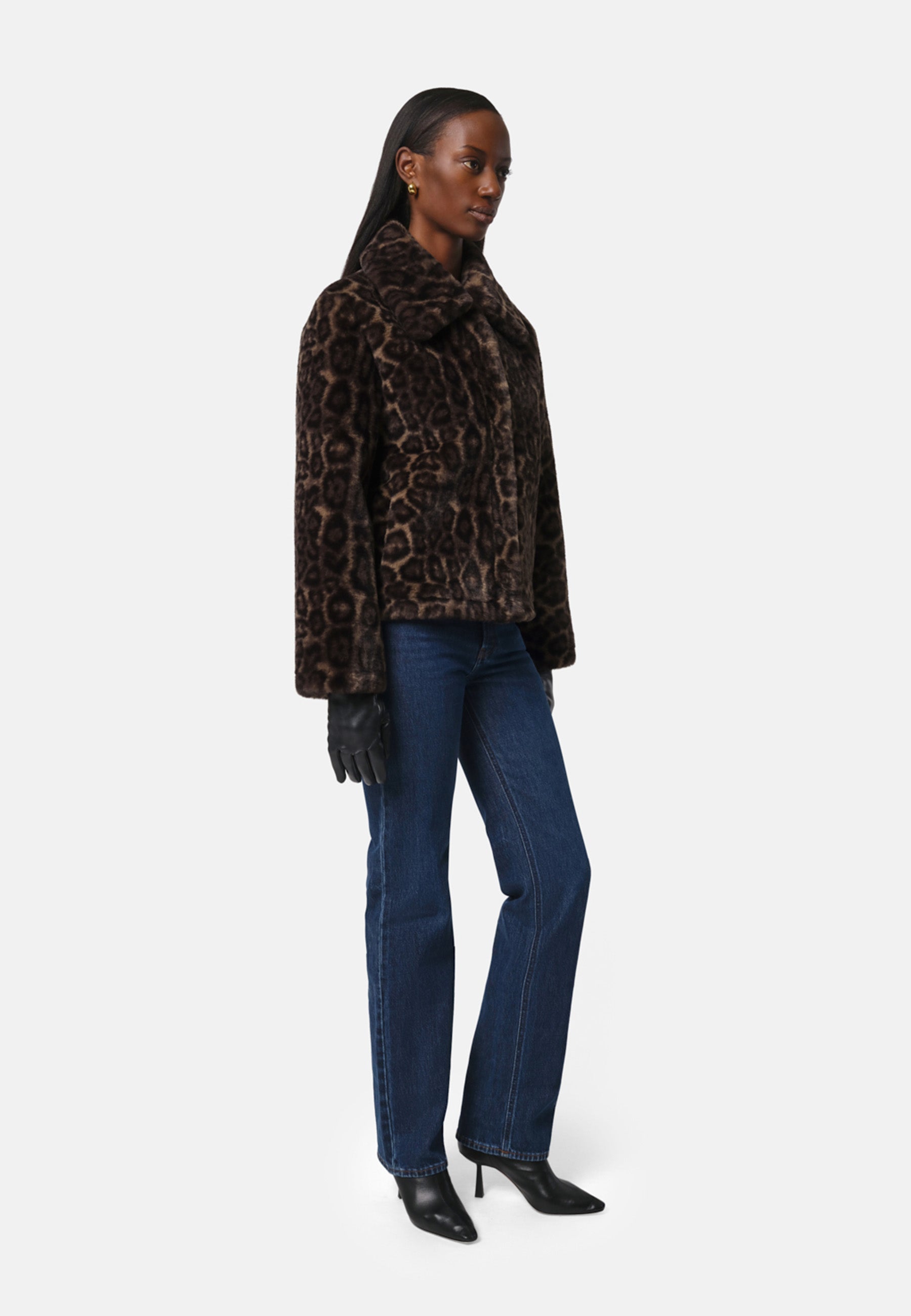 Elis Fake Fur Jacke | Dark Leopard