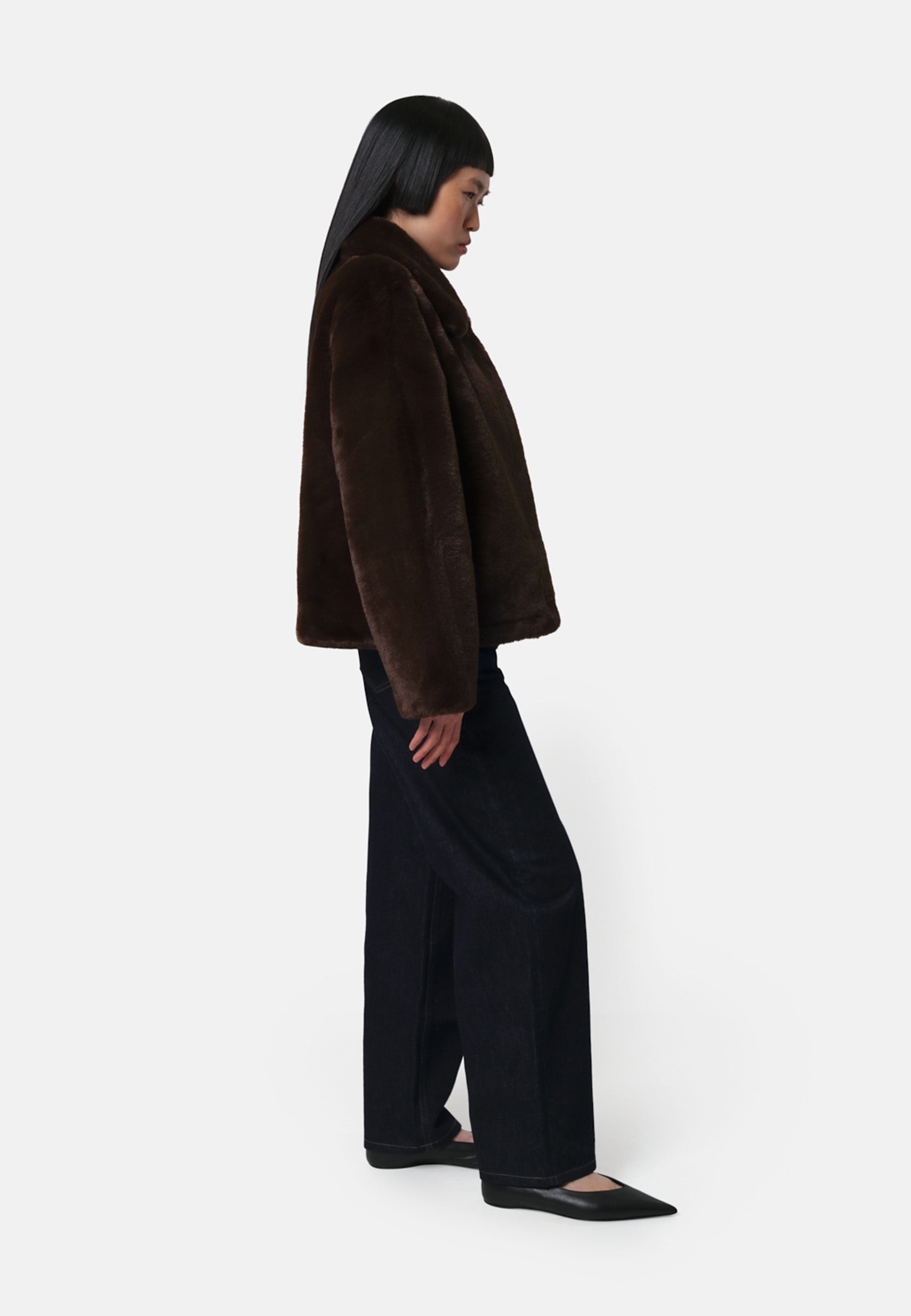 Elis Fake Fur Jacke | Espresso