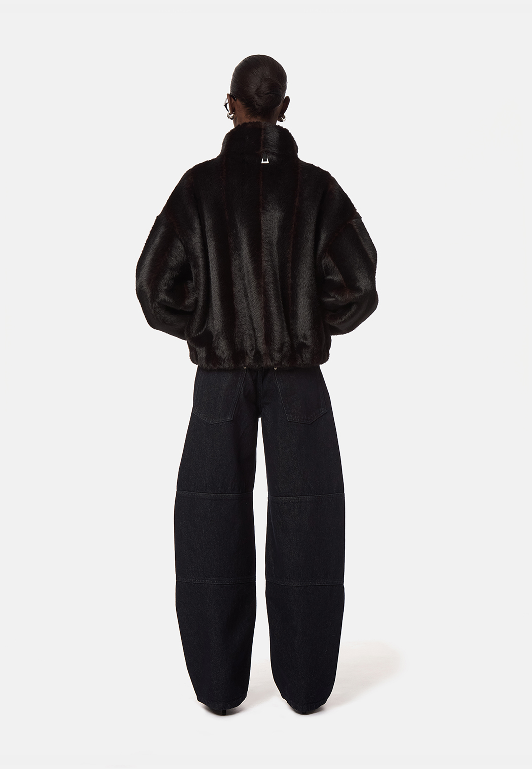 Iris Faux Fur Bomberjacke | Noir Shaved Mink