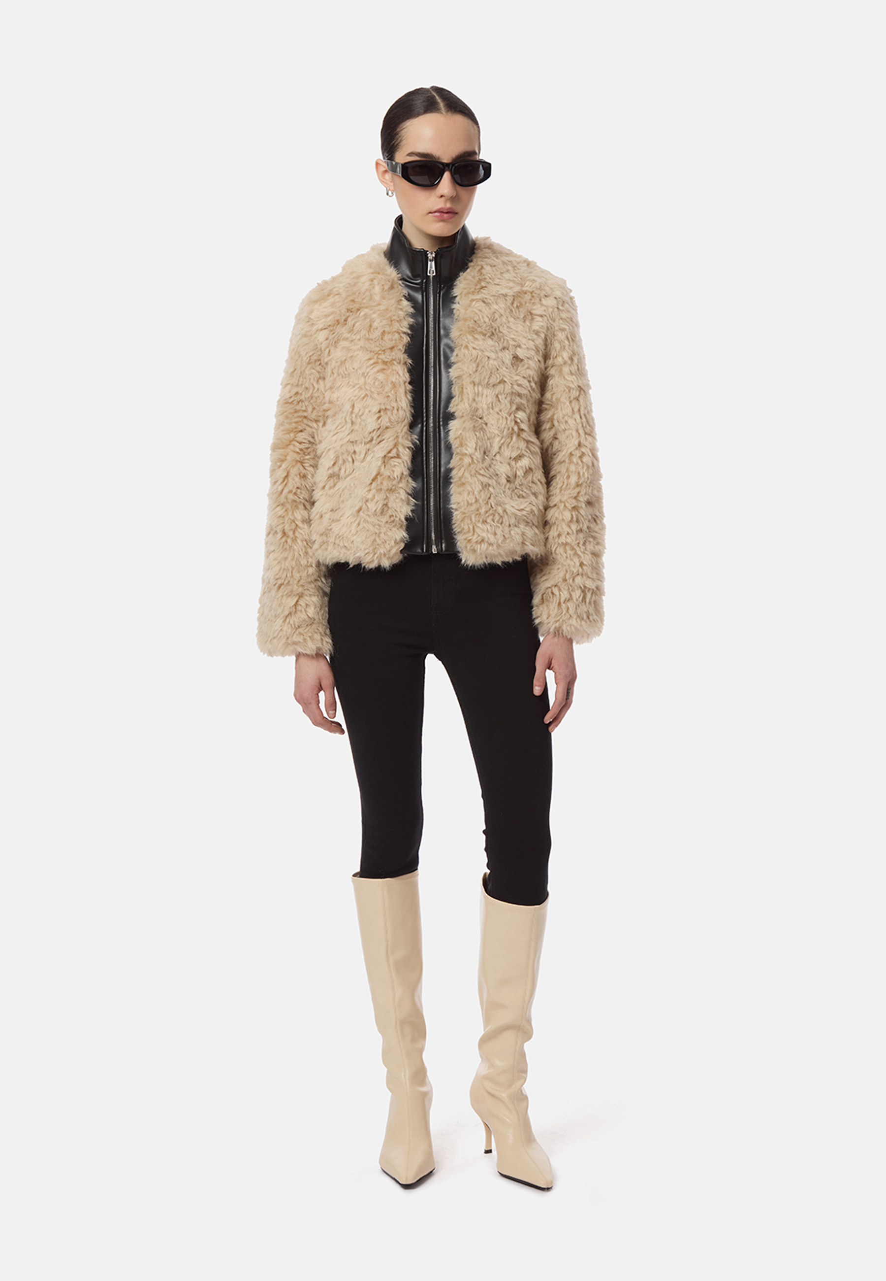 Lillet Patchwork Bomberjacke | Noir Bone Sherpa