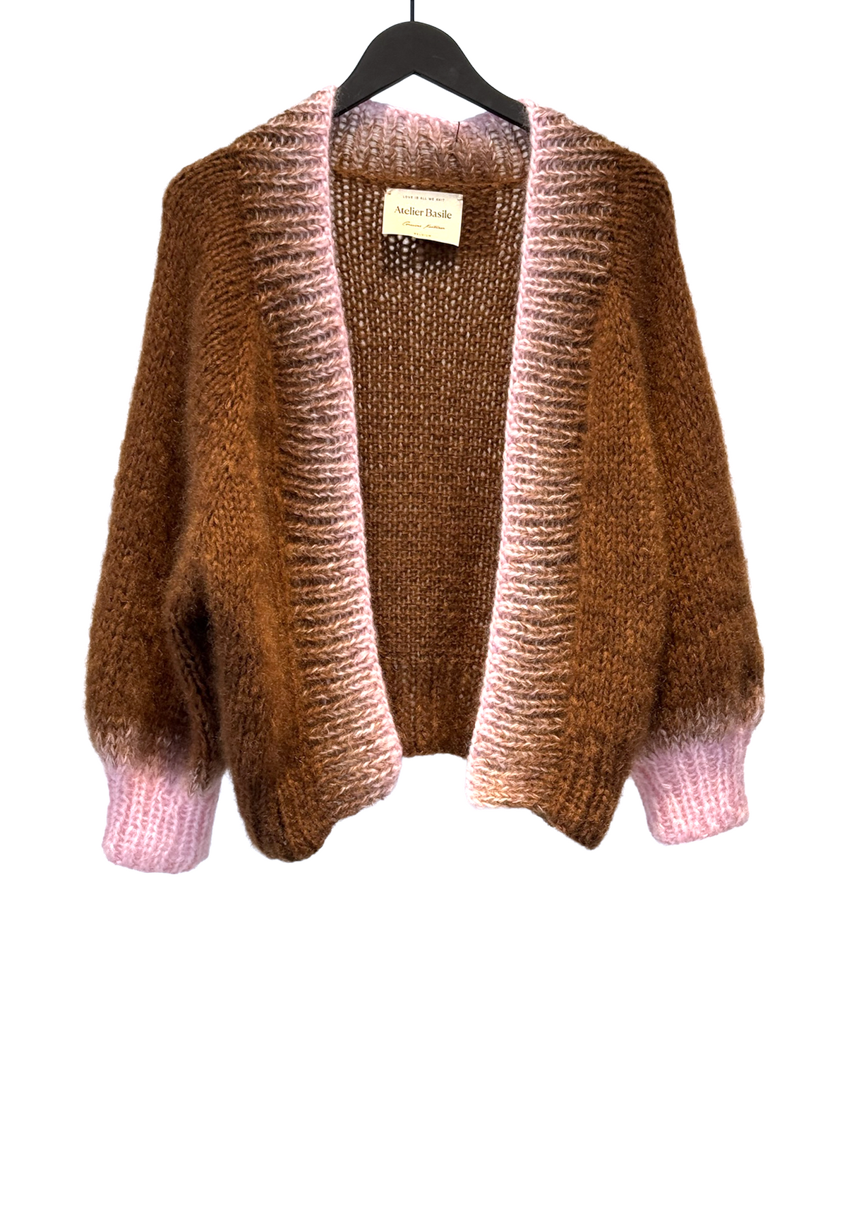 Margot Cardigan | Dark Brown Baby Pink