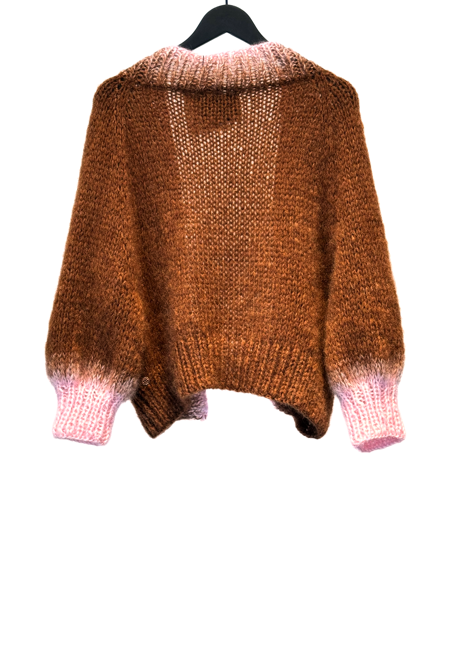 Margot Cardigan | Dark Brown Baby Pink