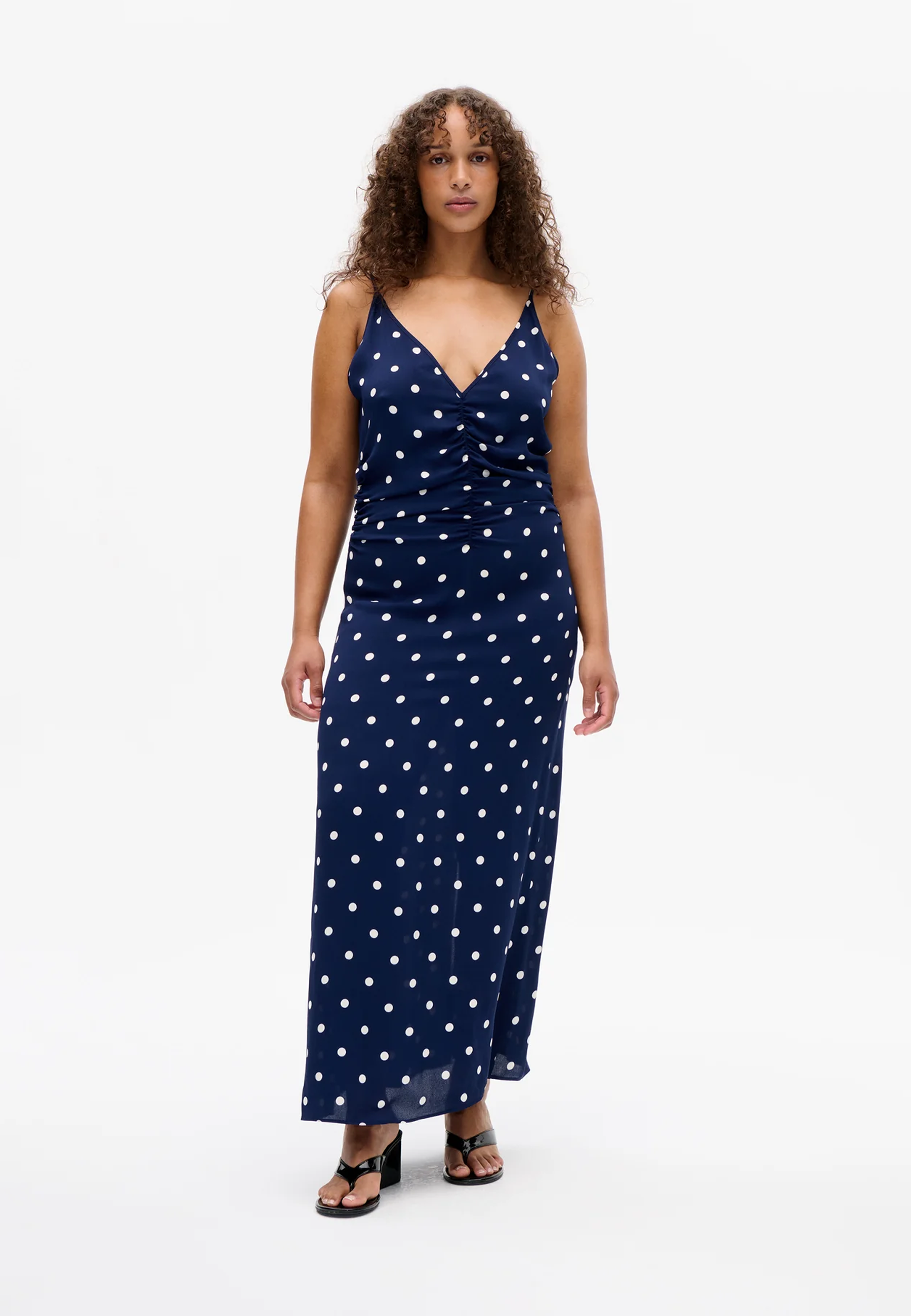 Atalia midi dress | Navy cream dot