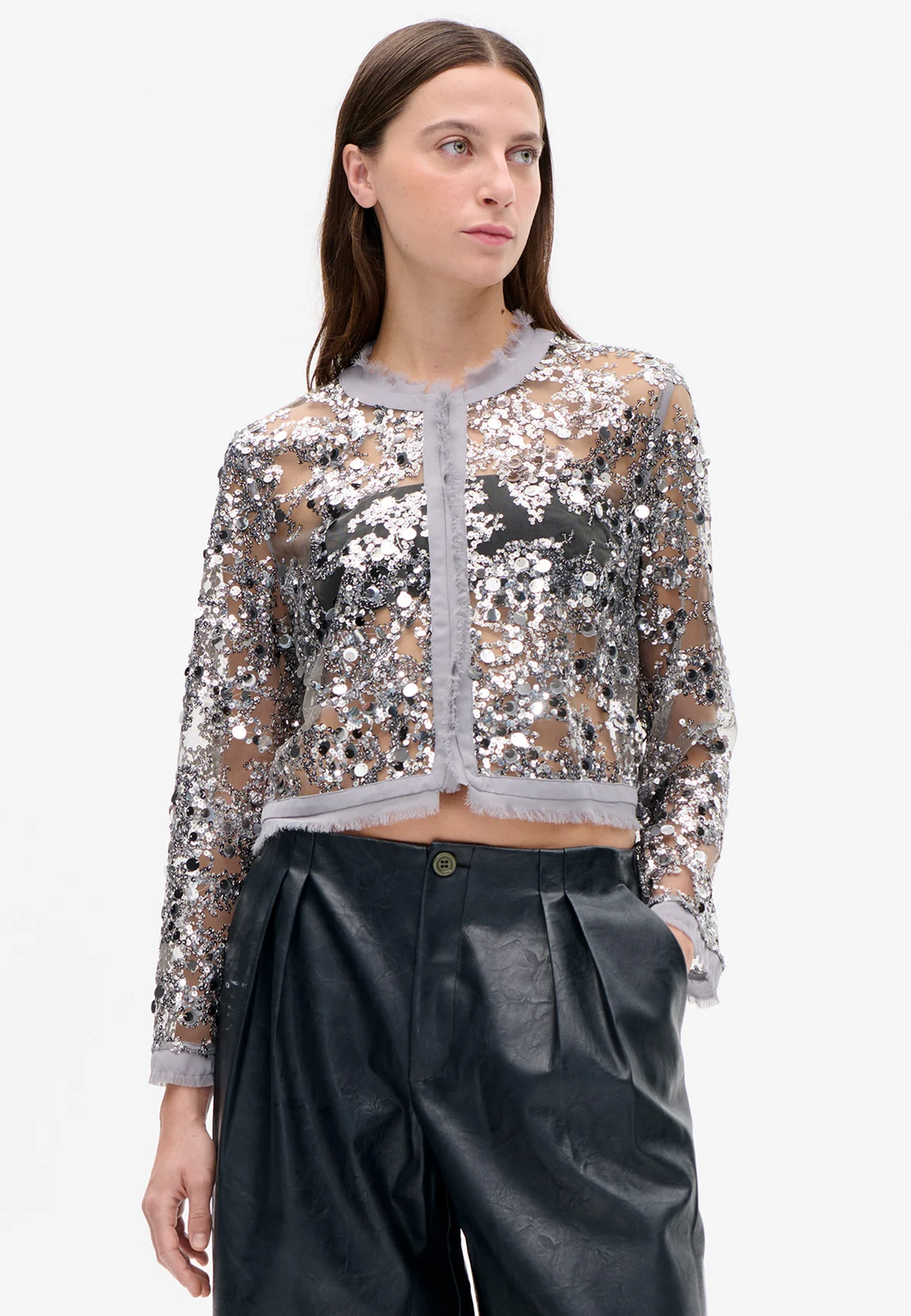 Bethina sequin jacket | Gray sequins