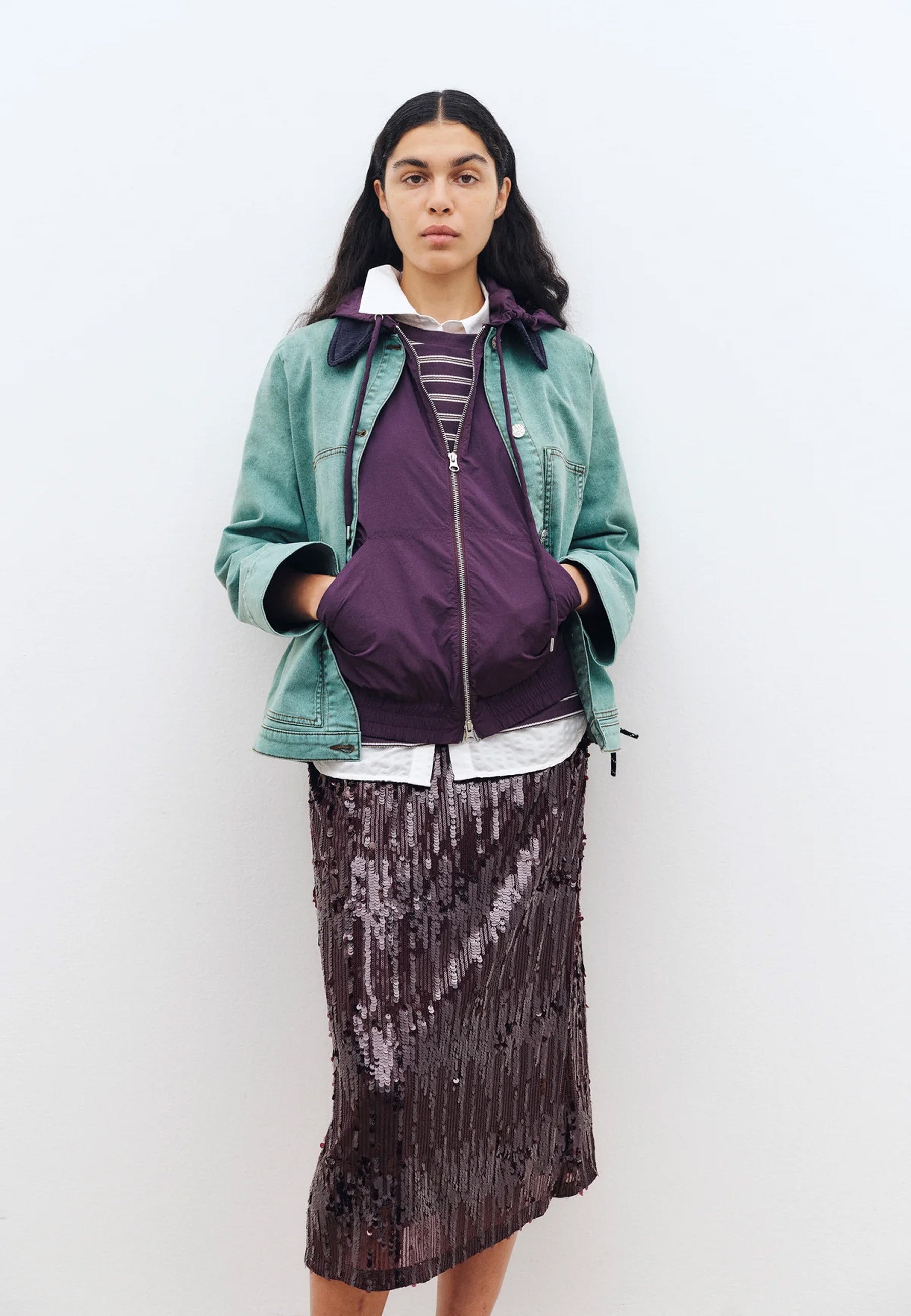Jaino Pailetten Maxirock | Dark Plum Perfect