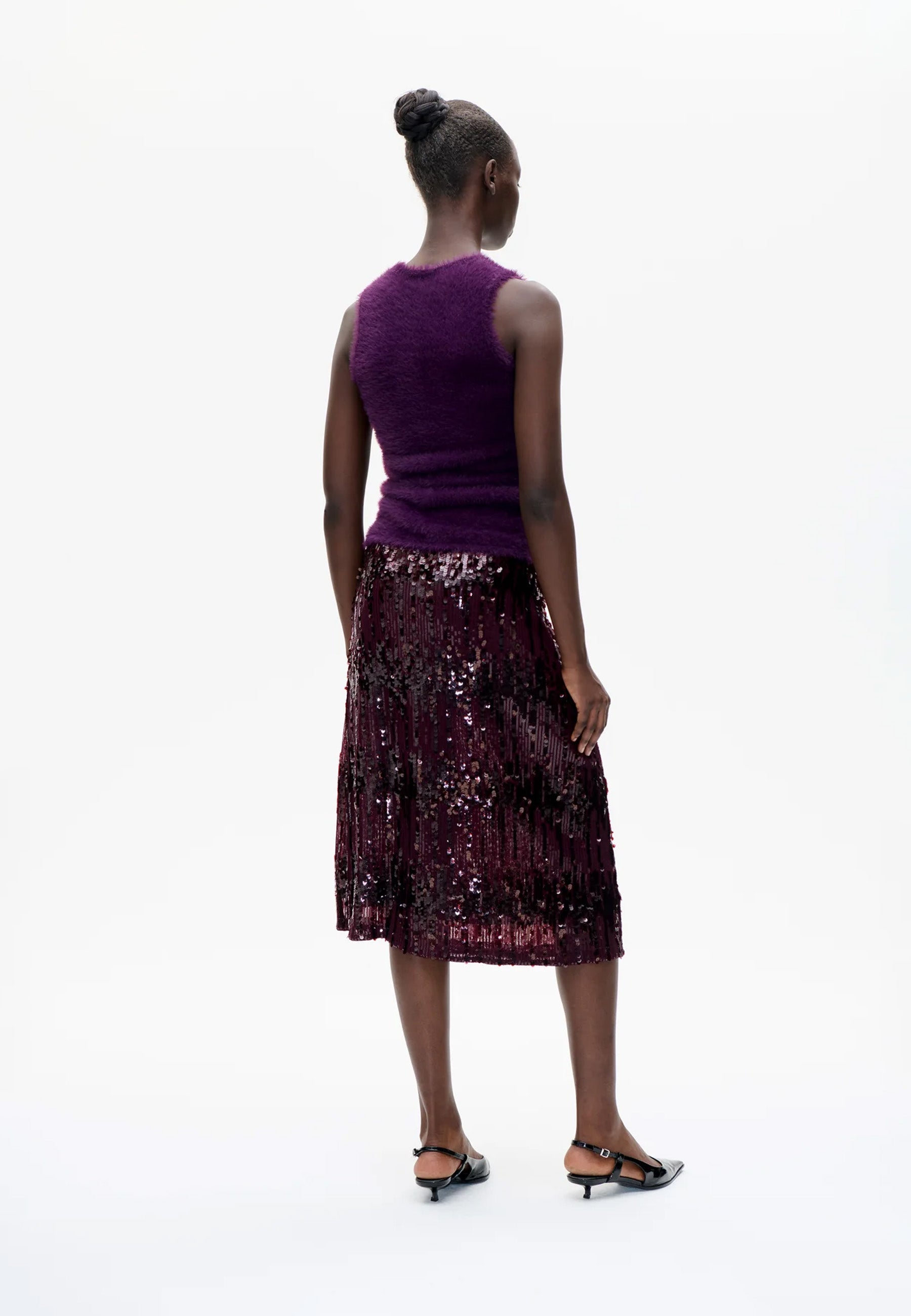 Jaino Pailetten Maxirock | Dark Plum Perfect