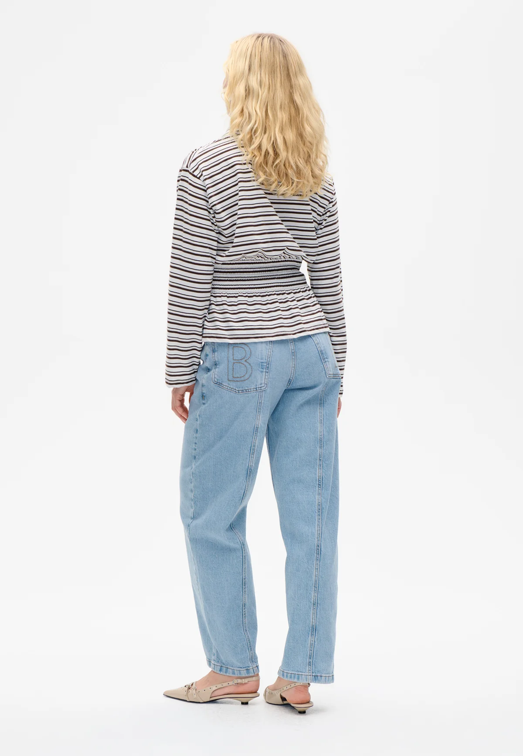 Josefin Tailliertes Poloshirt | Coffee Bean Stripe