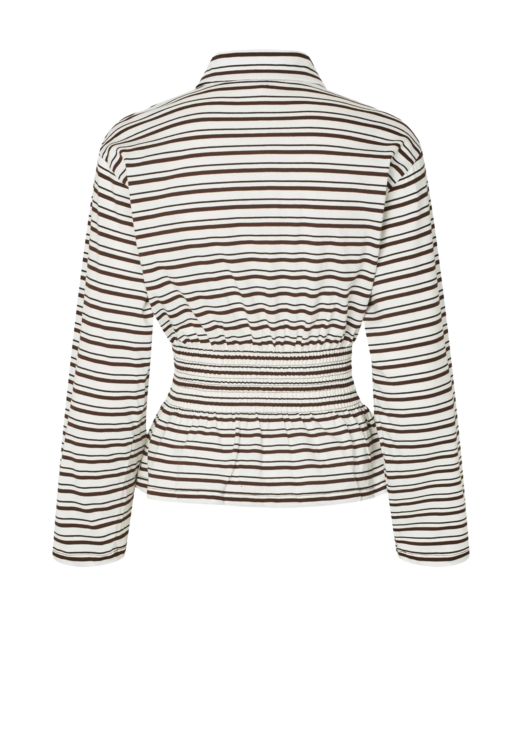 Josefin Tailliertes Poloshirt | Coffee Bean Stripe