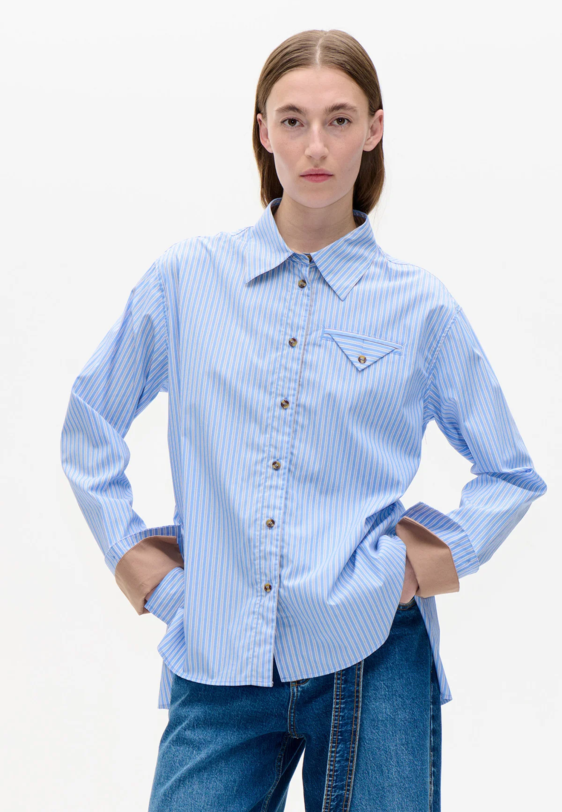 Melinda Bluse | Light Blue Stripe