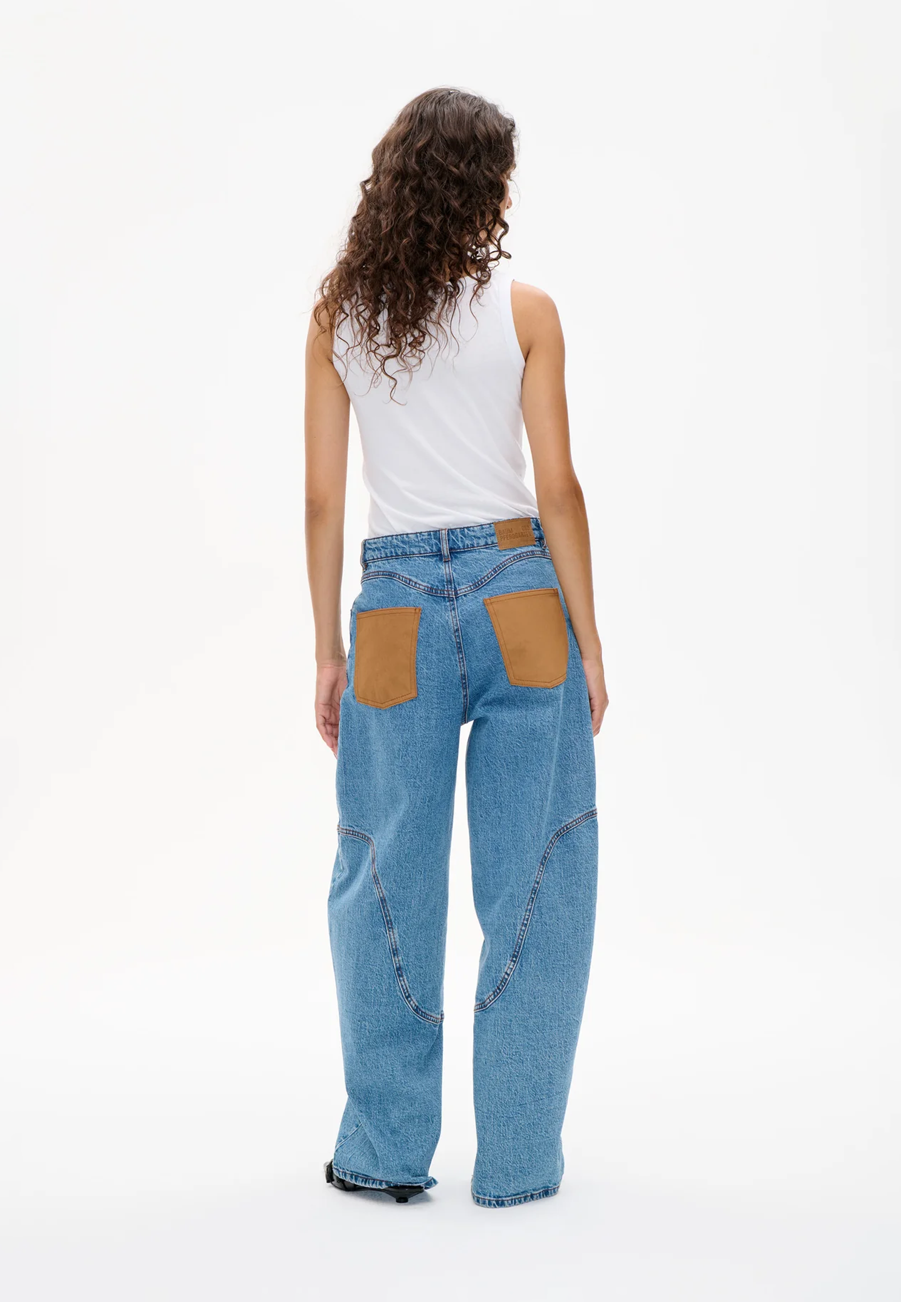 Napolen Barrel Fit Jeans | Denim Suede Mix
