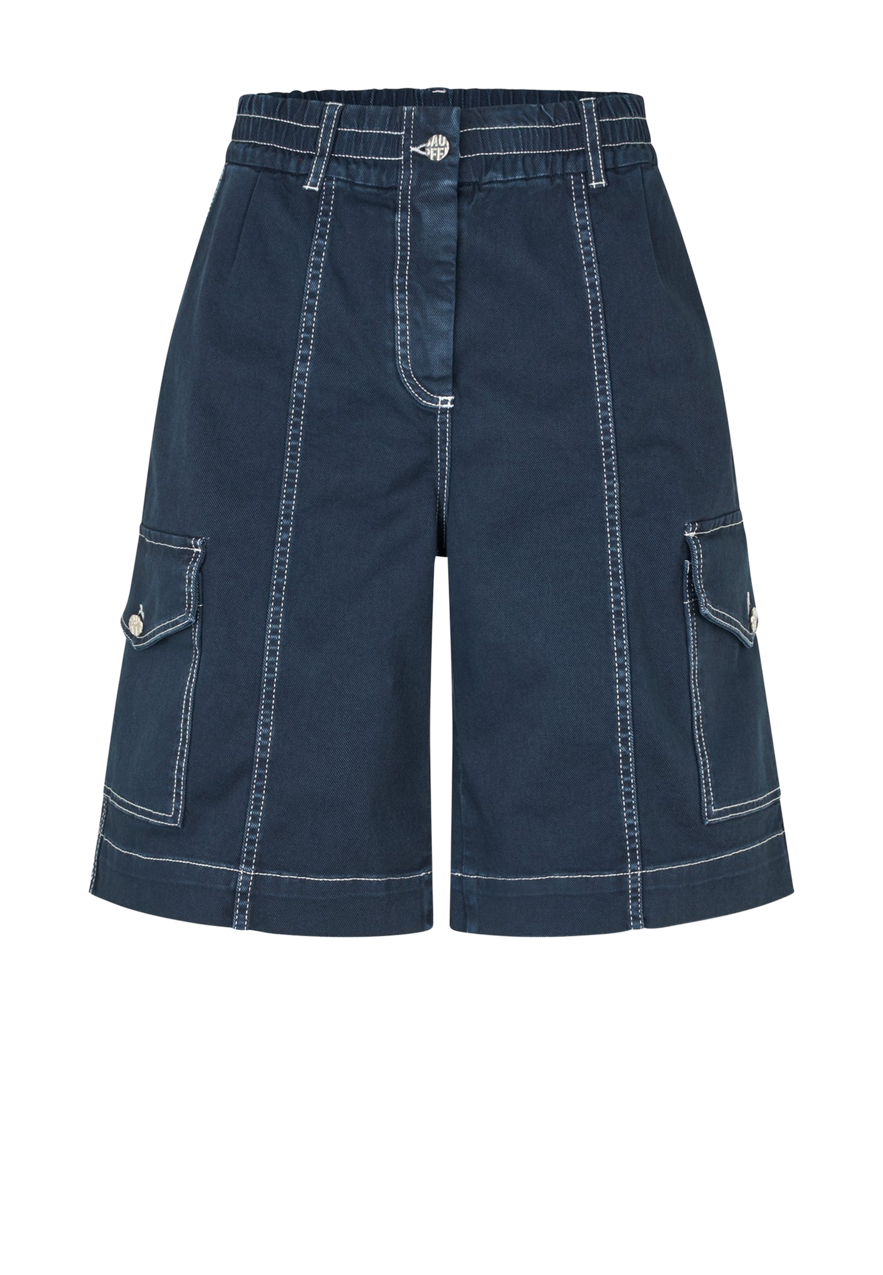 Neeto Wide Leg Fit Bermuda | Total Eclipse Blue