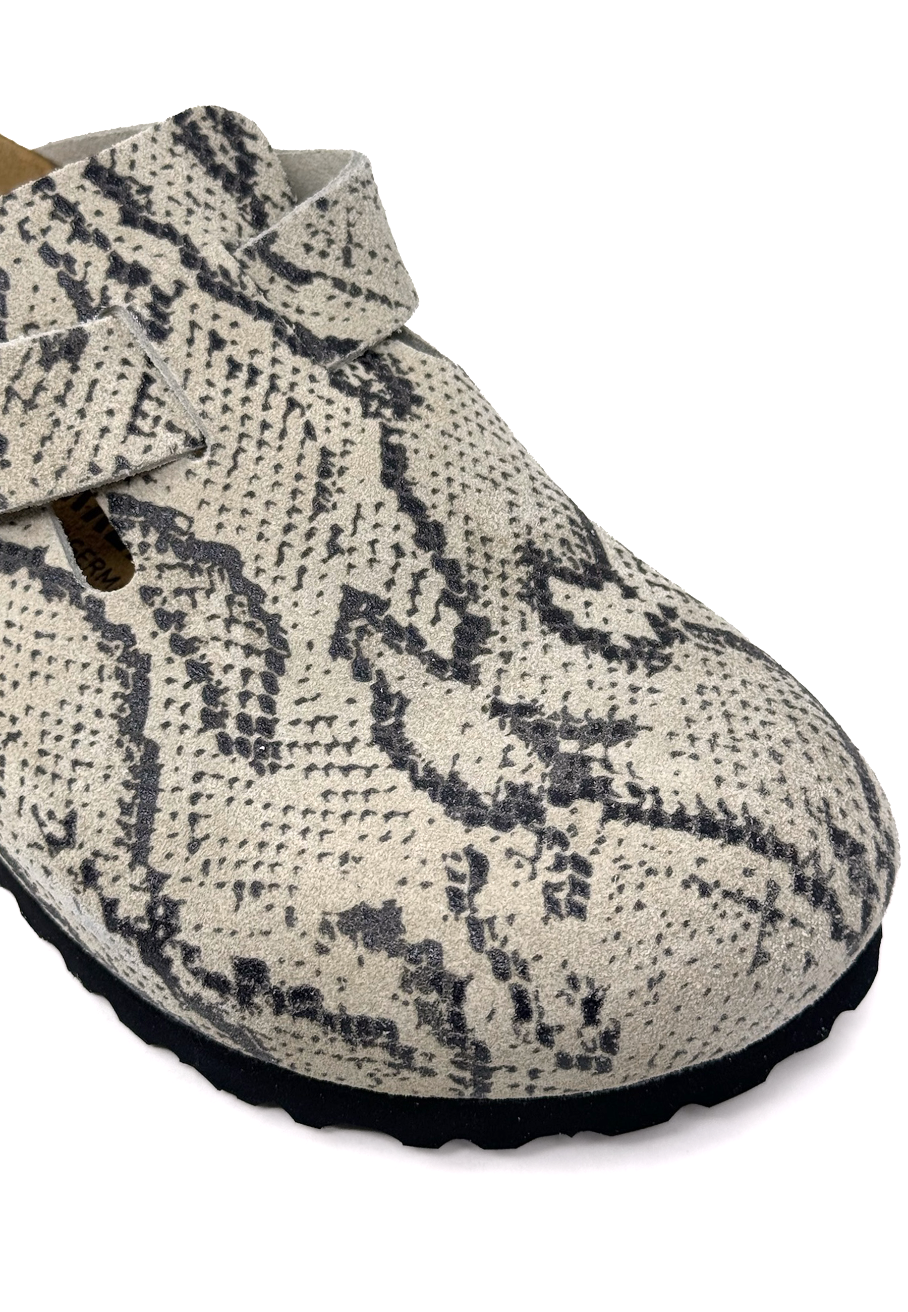Boston Clog | Rivet Logo Snake Oyster Suede