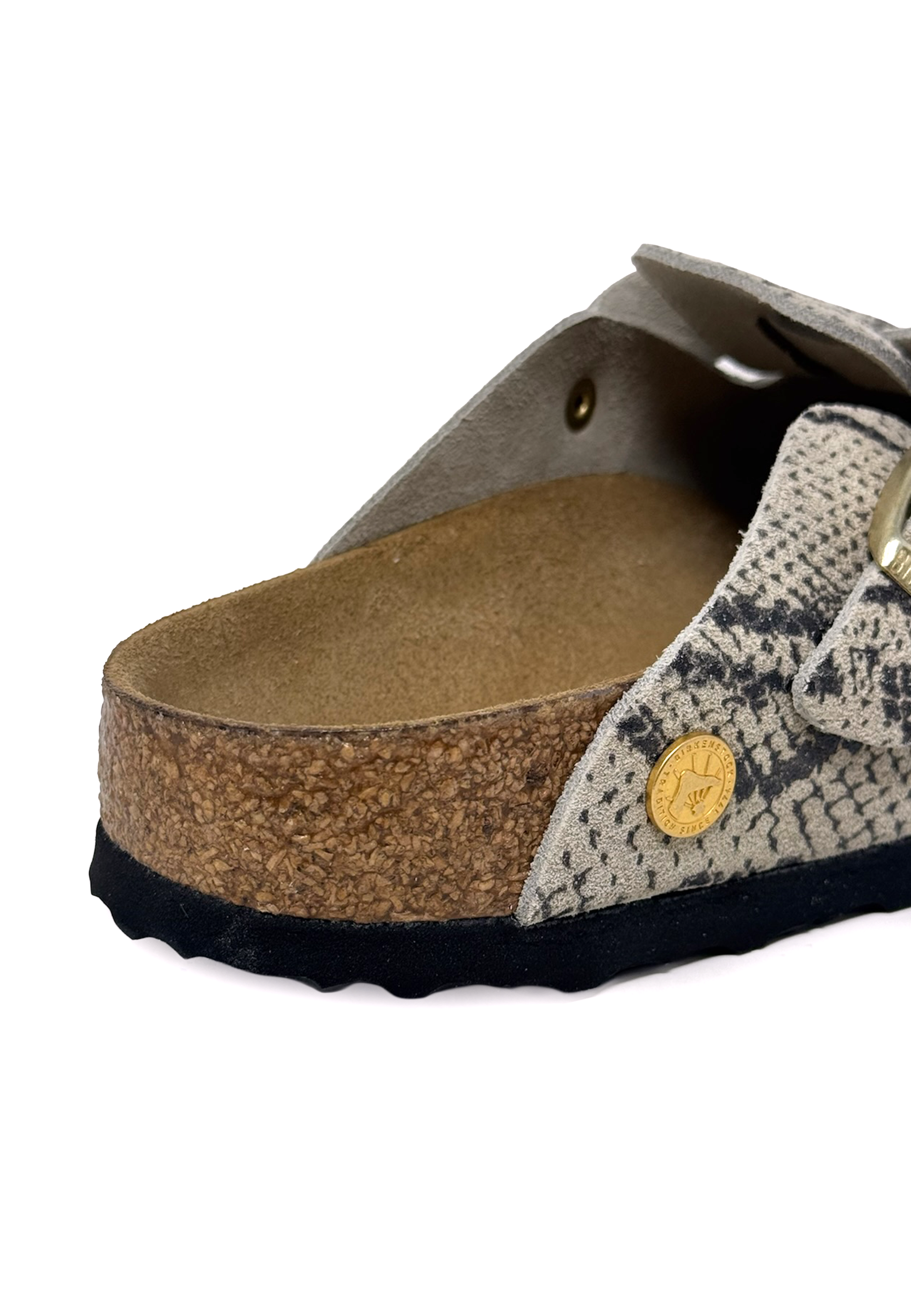 Boston Clog | Rivet Logo Snake Oyster Suede