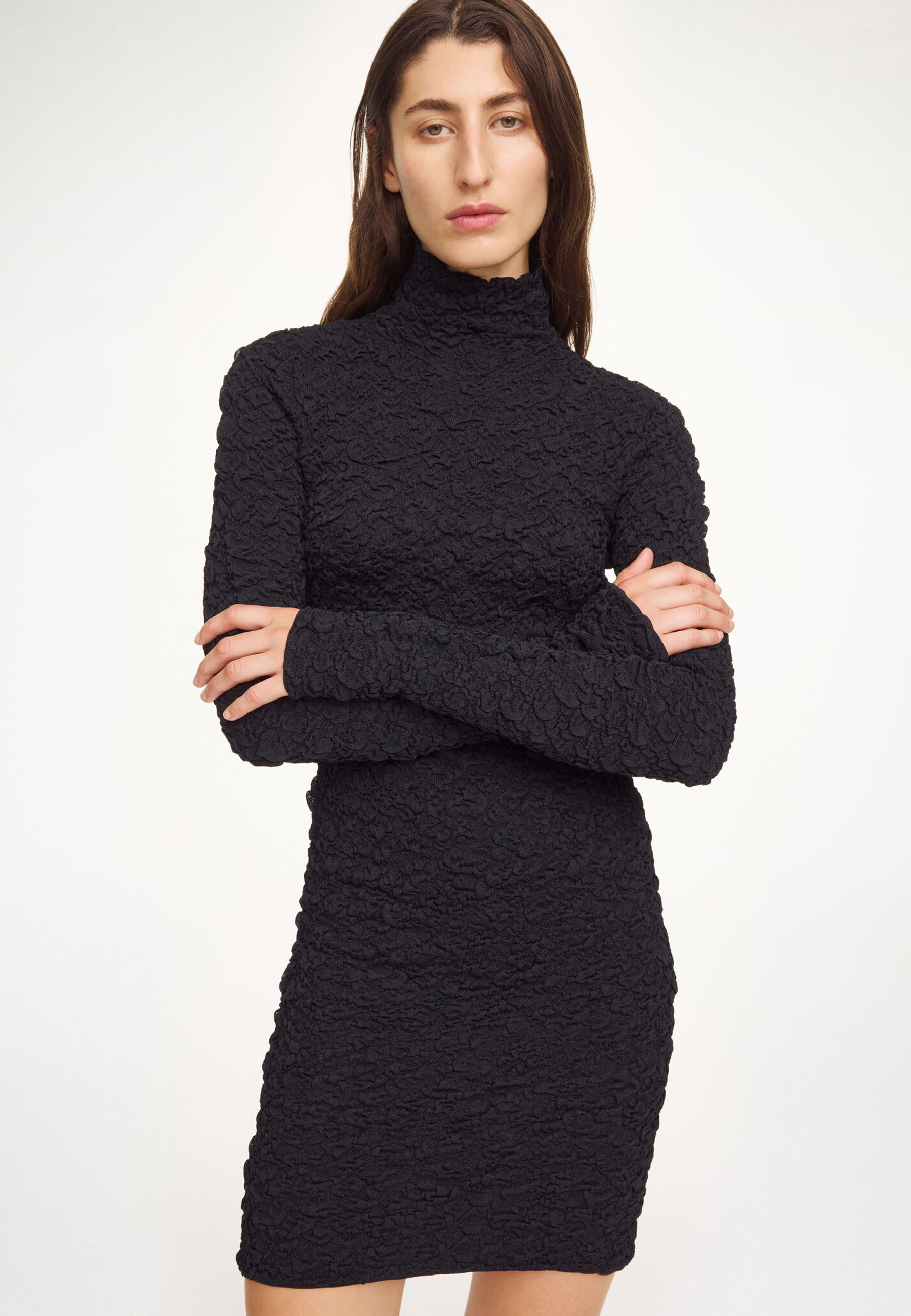 Aurora Rollkragen Strickkleid | Black