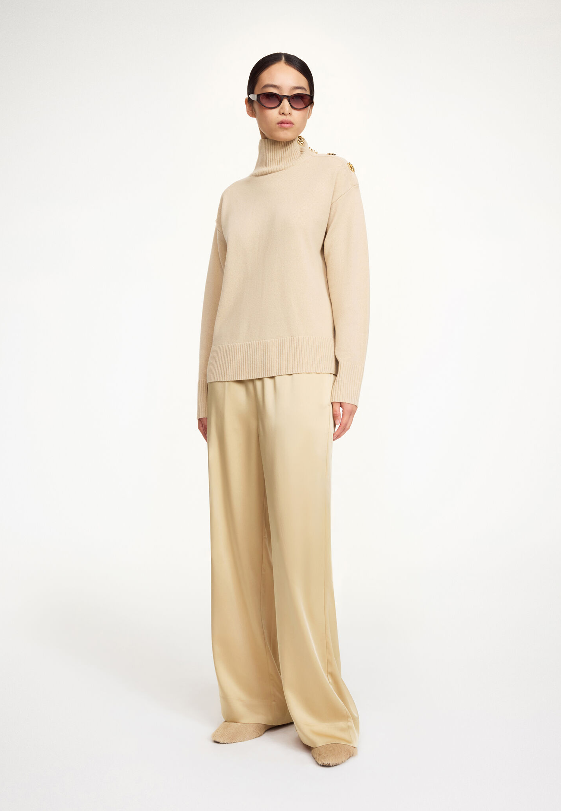 Cabello Wide Leg Fit Hose | Old Beige
