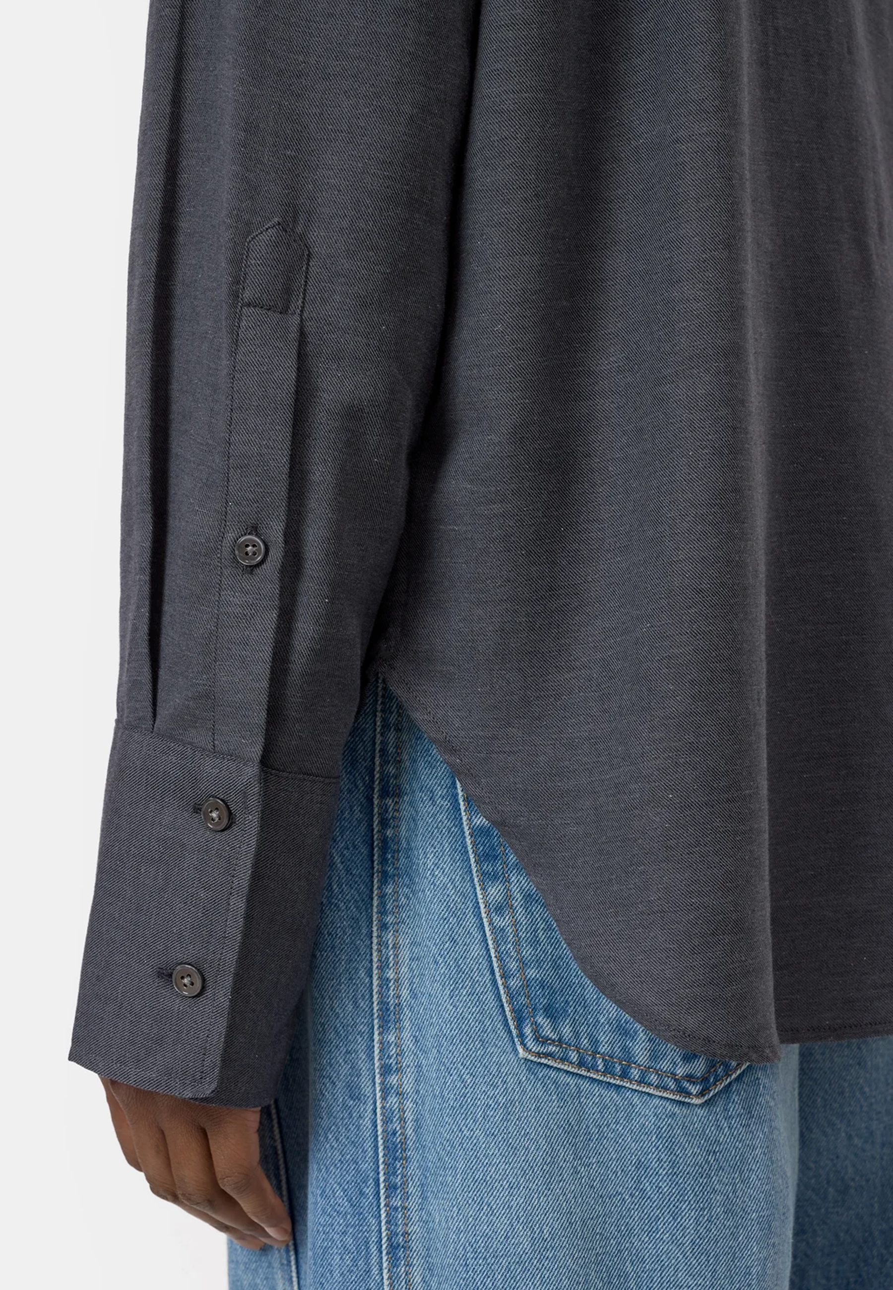 C94572 Bow Tie Bluse | Dark Grey Melange