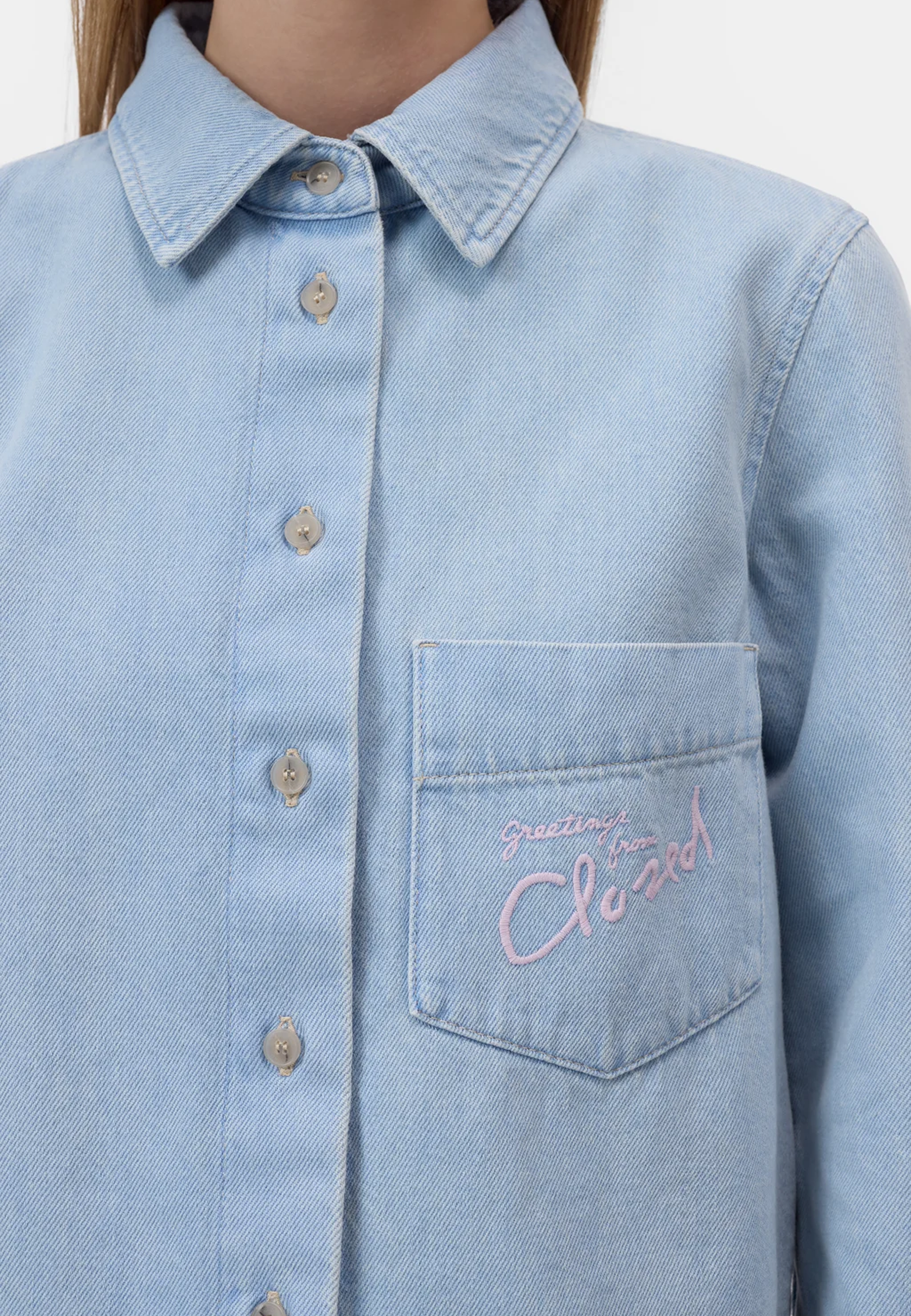 C94375 Beskåret klassisk bluse | Lyseblå